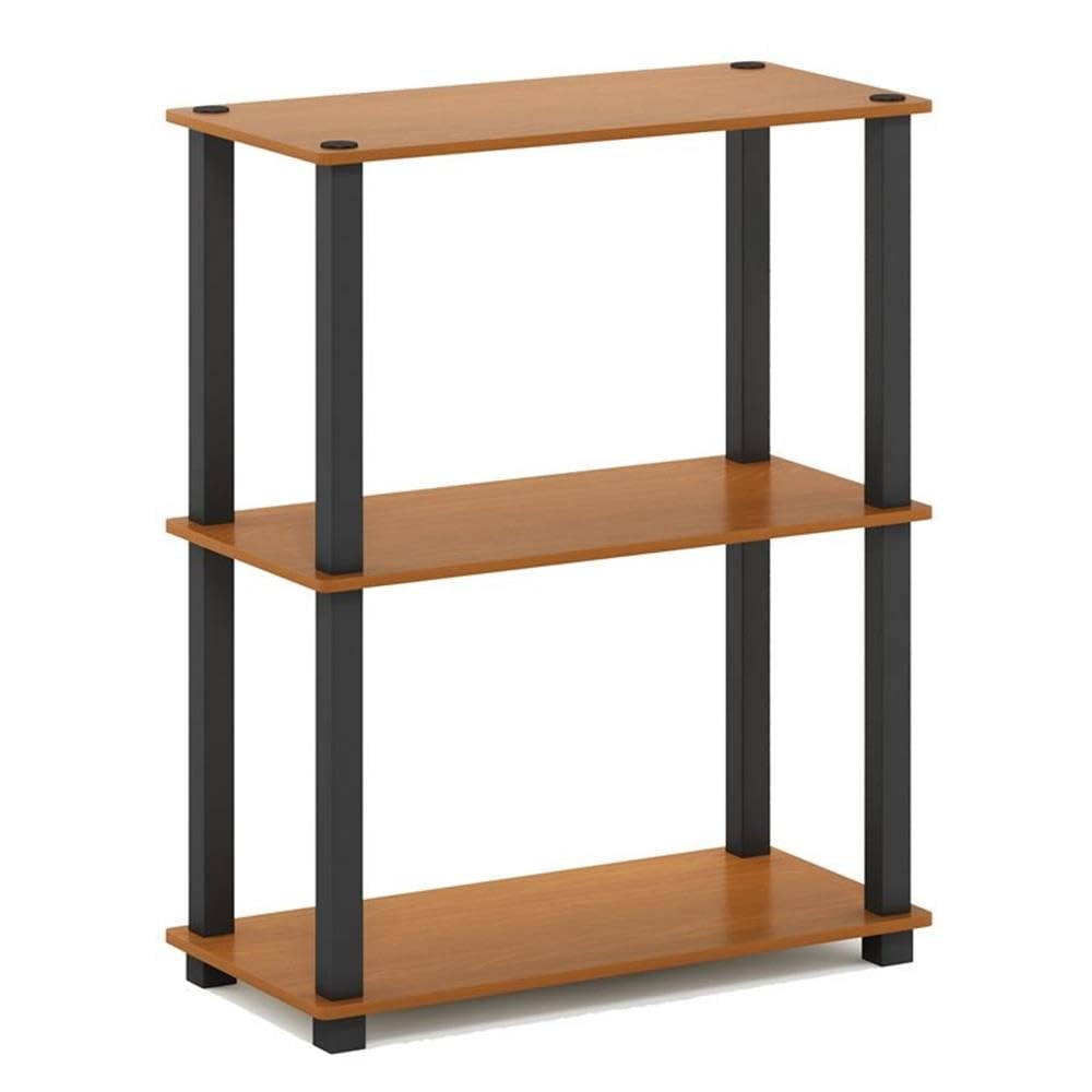 Furinno TURN-N-TUBE Storage Shelves, 3-Tier Book Shelf, Corner Shelf, Toolless Open Shelves, for Organization and Storage, Living Room, Garage, Home Office, Beech