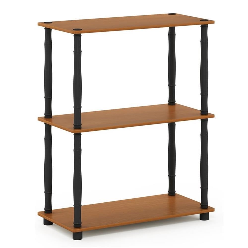 Furinno TURN-N-TUBE Storage Shelves, 3-Tier Book Shelf, Corner Shelf, Toolless Open Shelves, for Organization and Storage, Living Room, Garage, Home Office, Beech