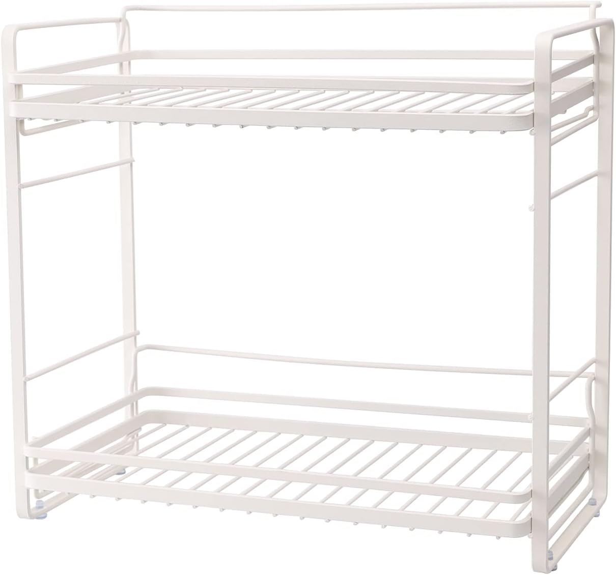 ZCCZ 2-Tier Bathroom Organizer Countertop, Metal Storage Shelves Tray, Shower Caddy Kitchen Shelf for Kitchen Office Organization, White