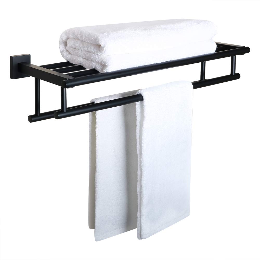 Sayayo Towel Rail Wall Mounted Chrome Bathroom Towel Shelf 16-Inch Towel Holder, SUS304 Stainless Steel Towel Rack, EGZ8040-C