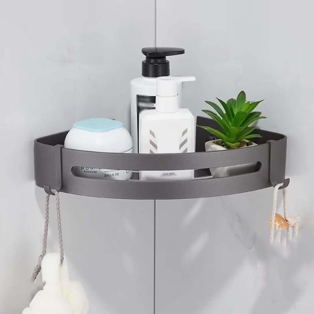 Shower Caddy,Bathroom Shelf Shelves Gunmetal Gray Corner Bathroom Aluminum Metal Towel Rail Rack Rustproof Durable Kitchen Shelf/Double Corner Shelf