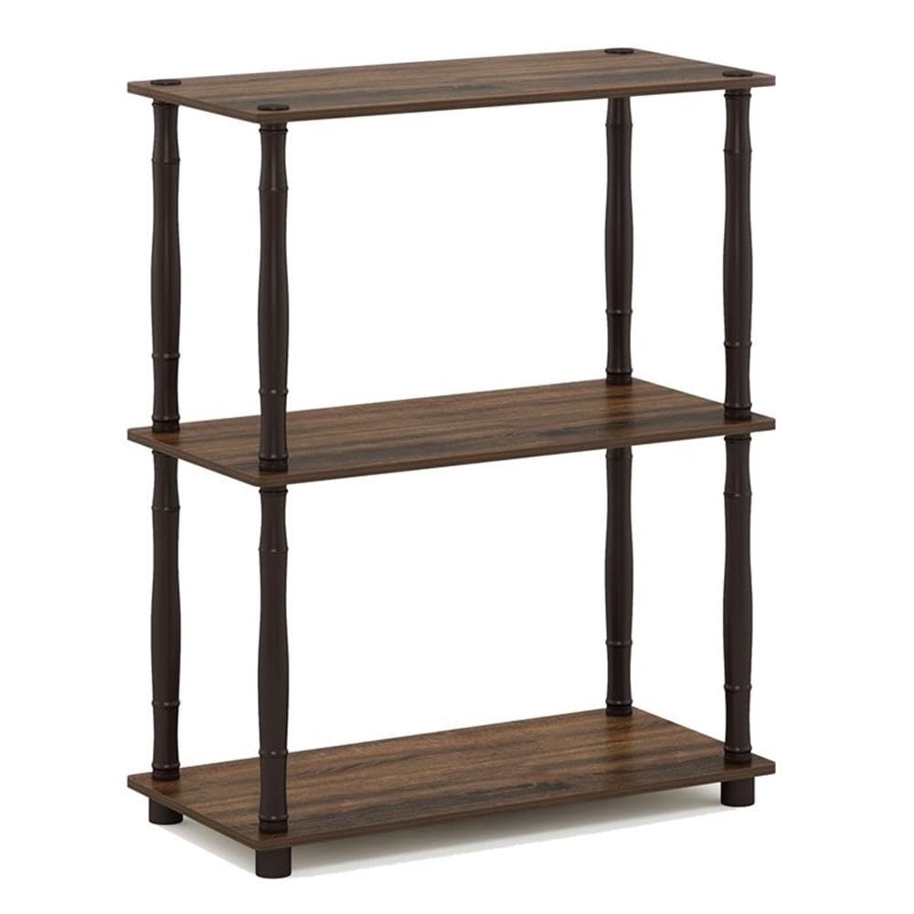 Furinno TURN-N-TUBE Storage Shelves, 3-Tier Book Shelf, Corner Shelf, Toolless Open Shelves, for Organization and Storage, Living Room, Garage, Home Office, Beech