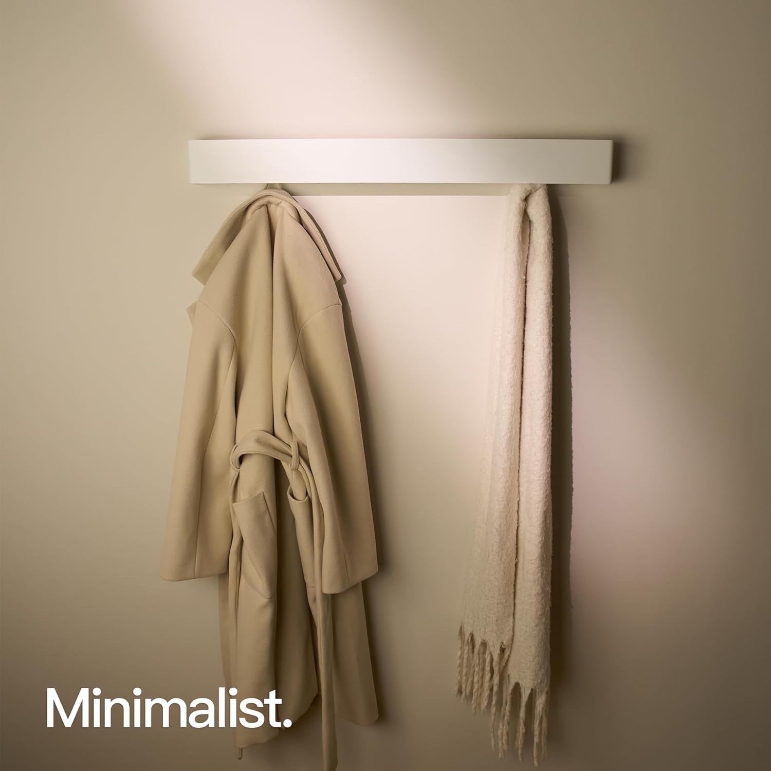Designfactory Hamburg Coat Hooks Wall Mounted | Metal Clothes Rail | Coat Rack | Coat Hook for Wall | Modern Coat Hanger with Hidden Hooks | 80 cm | Matt White
