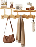 Bamboo Coat Rack with Shelf – 52 cm Wall-Mounted Double Layer Hooks, 6 Sturdy Wooden Hooks for Entryway, Hallway, Bathroom & Bedroom – Space-Saving Hanger for Coats, Hats, Bags & Towels (Primary)