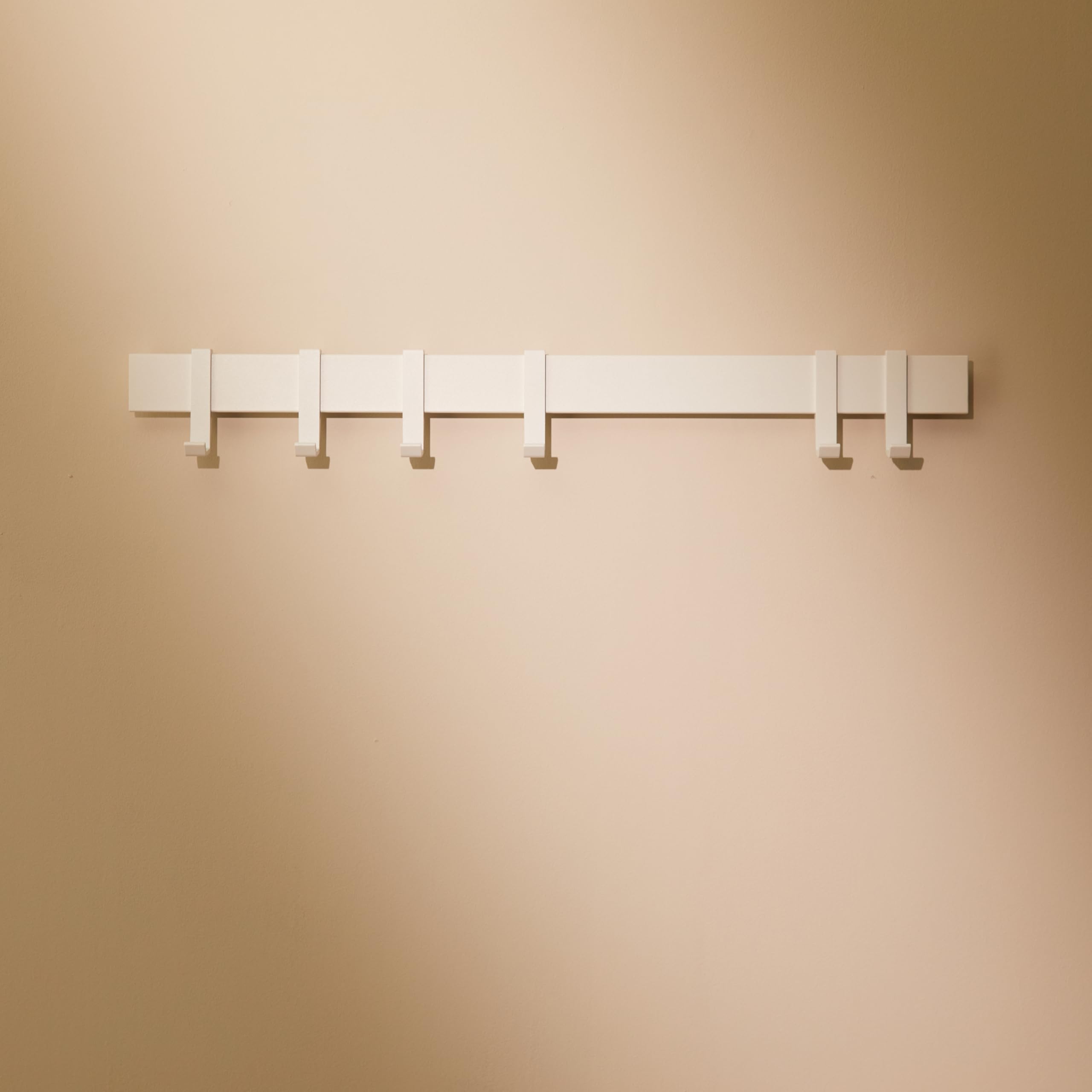 80cm Matt Black Wall Coat Rack, Metal Rail with Slidable Hooks