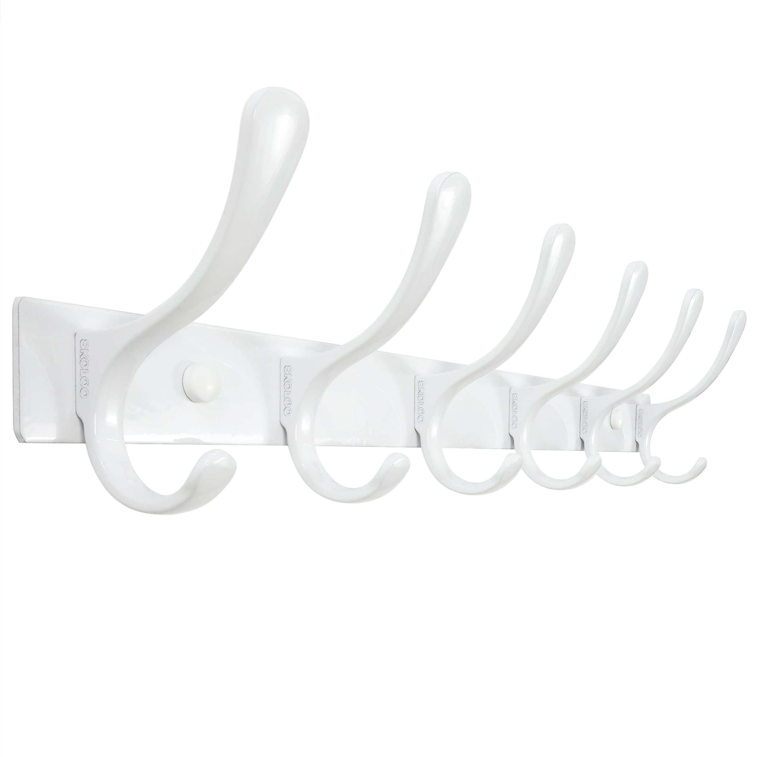 SKOLOO Coat Rack Wall Mounted - 10 Hooks, Heavy Duty, Stainless Steel, Metal Wall Coat Hanger, Sturdy Wall Hooks for Hanging Jacket, Clothes, Hat, Matte Grey