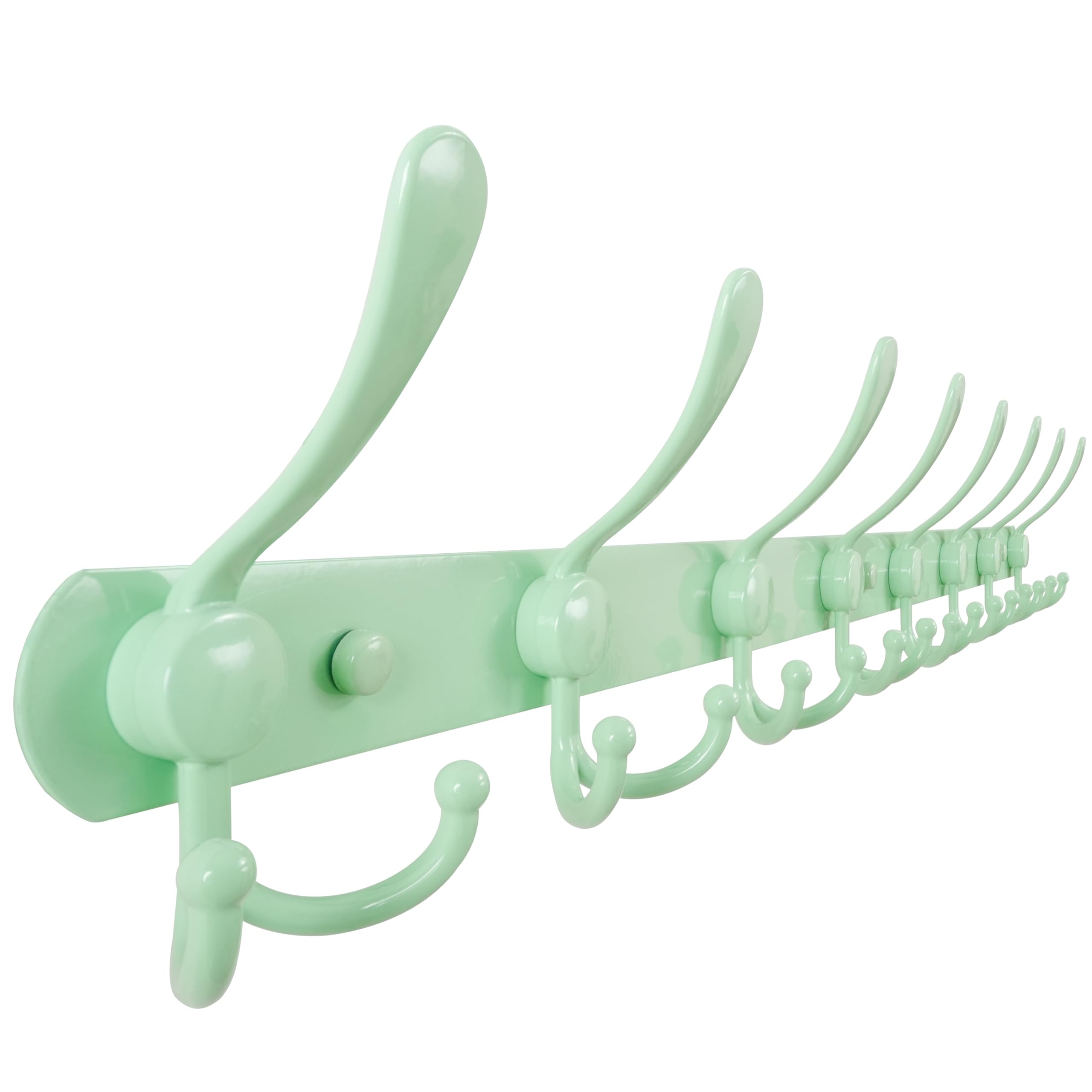 Dseap Coat Rack Wall Mount - 74cm Long 8-Tri-Hooks, Heavy Duty, Stainless Steel, Metal Coat Hanger Rail Wall Hooks for Coats Hats Clothing Clothes Purse Mudroom Entryway, Black