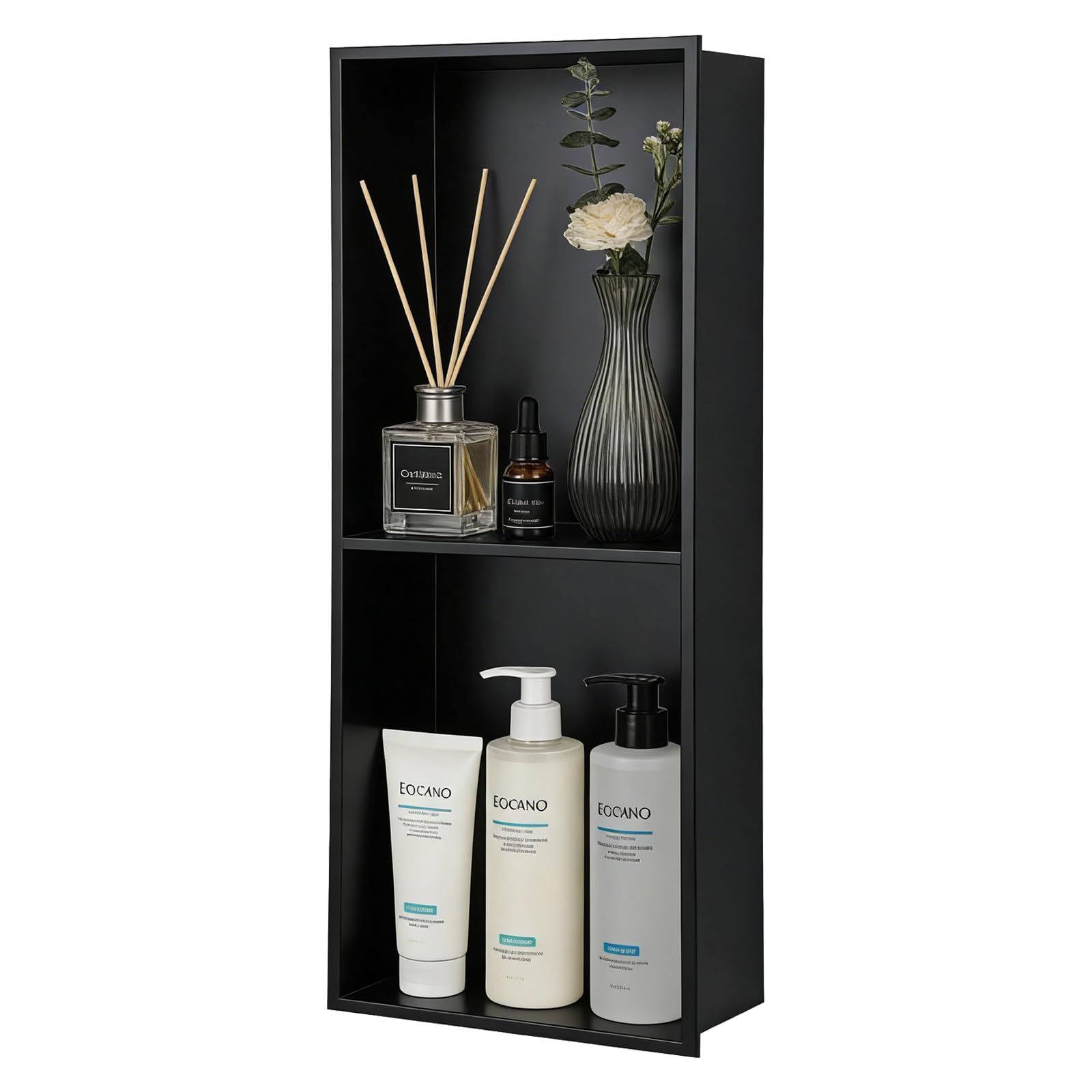 Stainless Steel Shower Niche, 70x26x10cm Recessed Wall Niche No Tile Needed Double Layer Wall Storage Shelf Organizer for Bathroom Kitchen Living Room