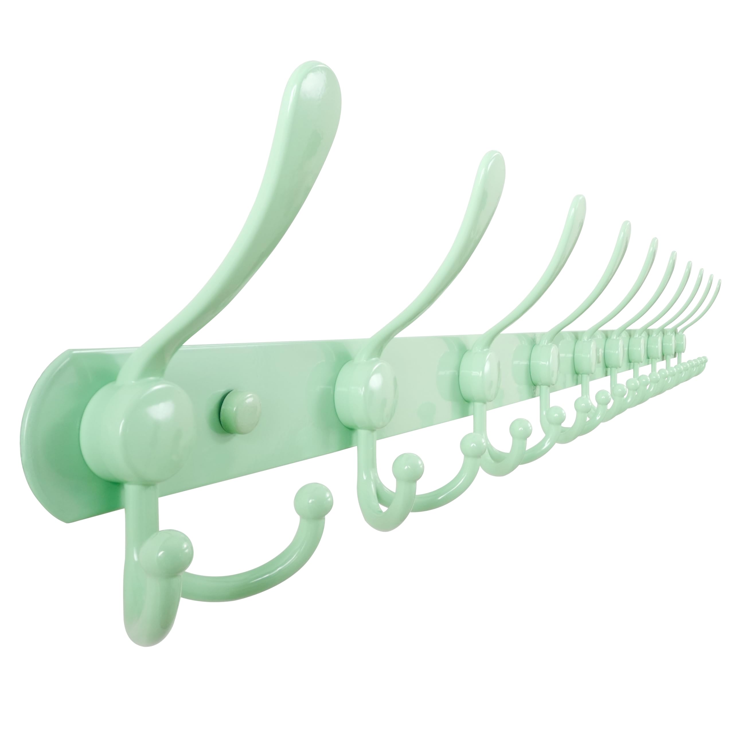 Dseap Coat Rack Wall Mount - 74cm Long 8-Tri-Hooks, Heavy Duty, Stainless Steel, Metal Coat Hanger Rail Wall Hooks for Coats Hats Clothing Clothes Purse Mudroom Entryway, Black