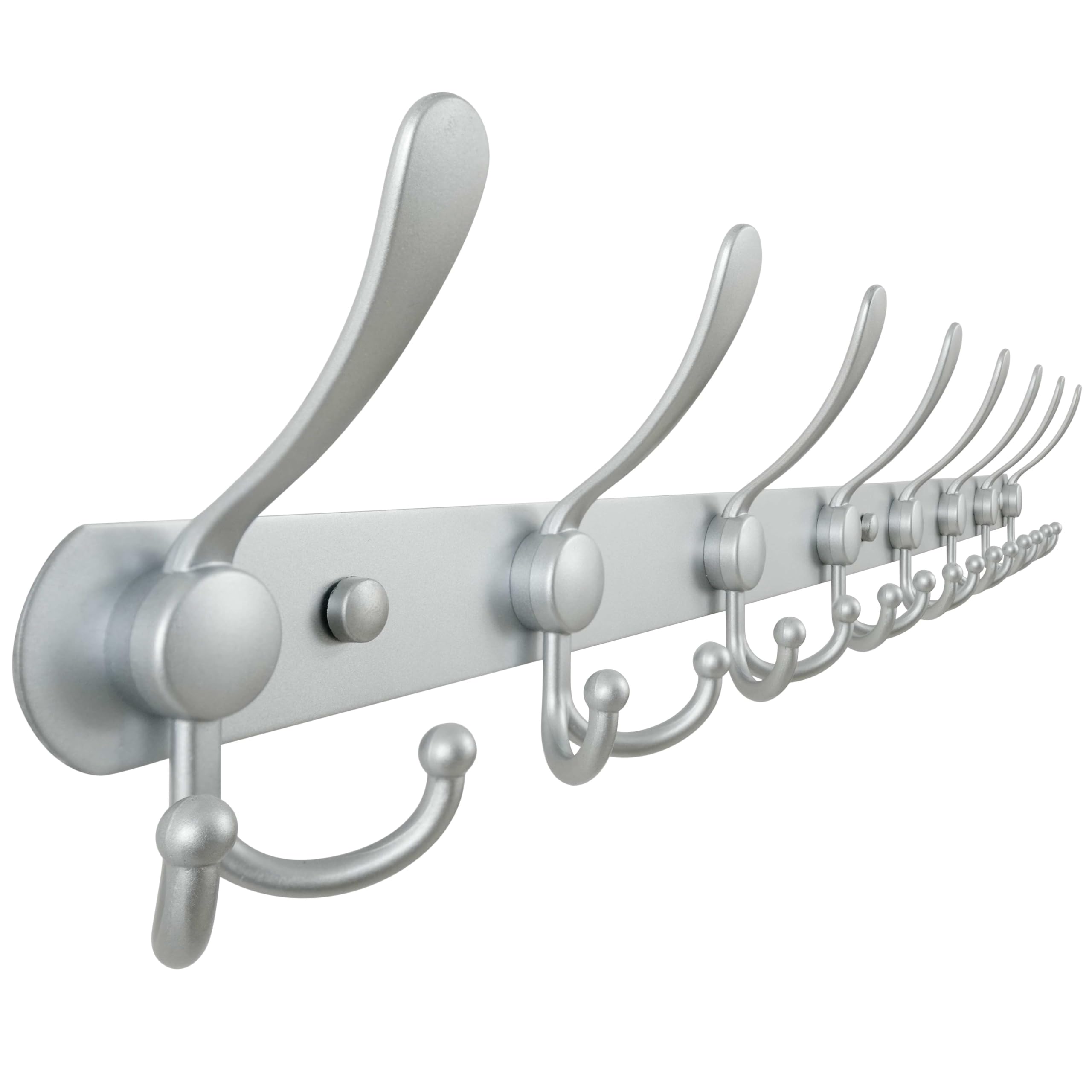 Dseap Coat Rack Wall Mount - 74cm Long 8-Tri-Hooks, Heavy Duty, Stainless Steel, Metal Coat Hanger Rail Wall Hooks for Coats Hats Clothing Clothes Purse Mudroom Entryway, Black