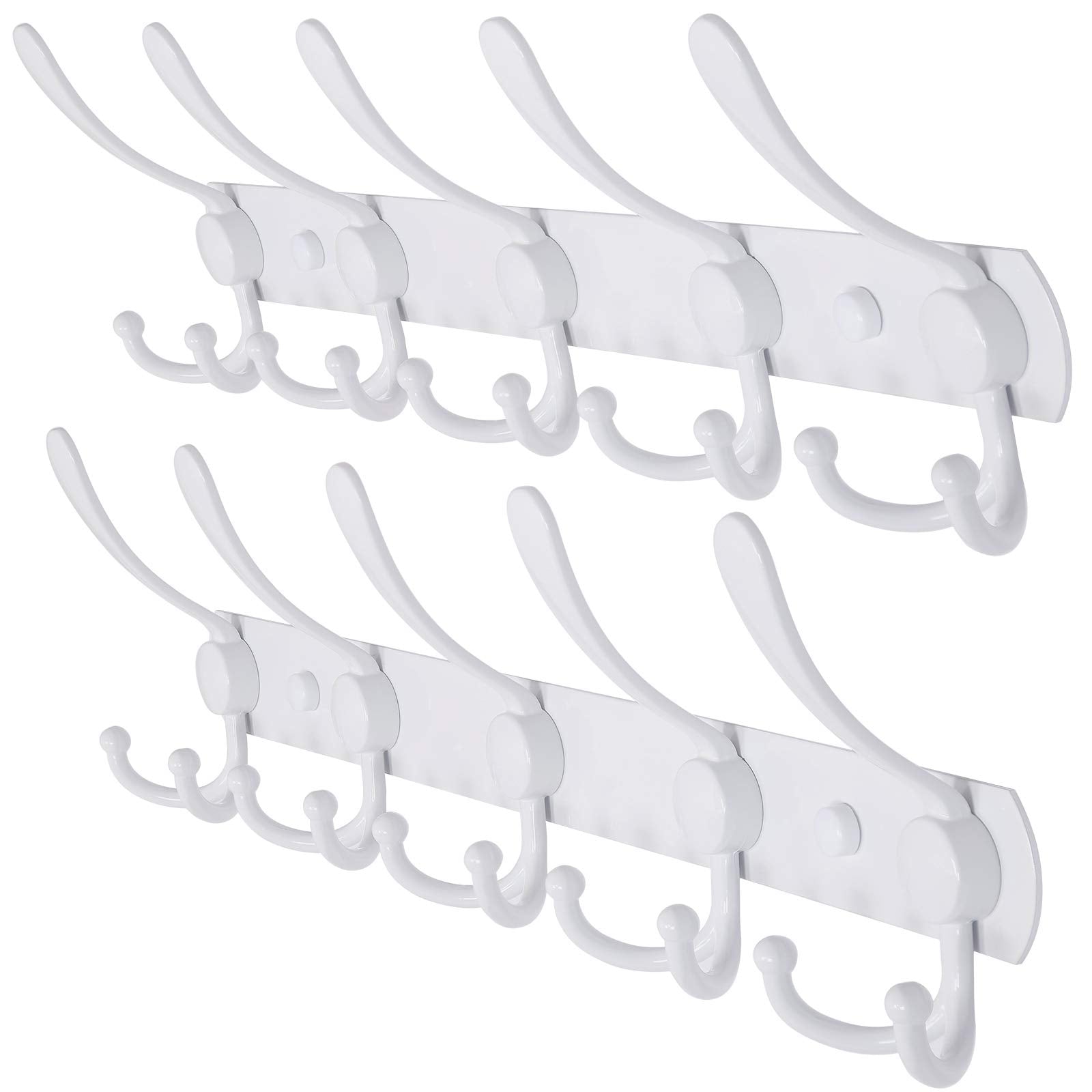 Dseap Coat Rack Wall Mount - 74cm Long 8-Tri-Hooks, Heavy Duty, Stainless Steel, Metal Coat Hanger Rail Wall Hooks for Coats Hats Clothing Clothes Purse Mudroom Entryway, Black