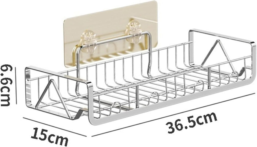 Bathroom shelf, Adhesive Shower Caddy with Hooks, No Drilling Required, Ideal for Kitchen & Bathroom Sundries Storage