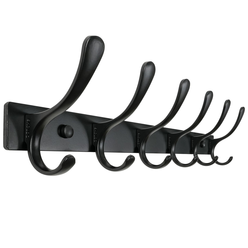 SKOLOO Coat Rack Wall Mounted - 10 Hooks, Heavy Duty, Stainless Steel, Metal Wall Coat Hanger, Sturdy Wall Hooks for Hanging Jacket, Clothes, Hat, Matte Grey