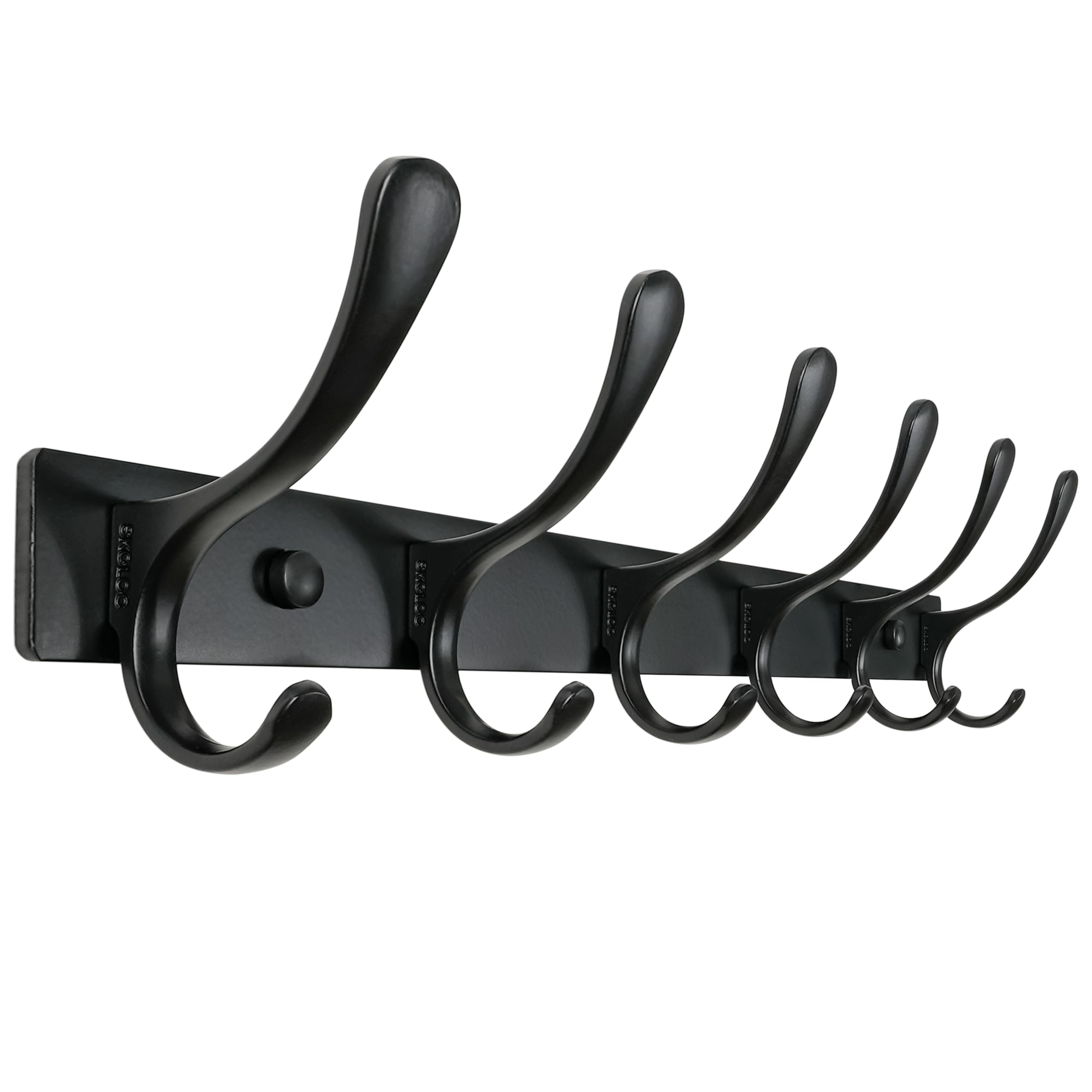 SKOLOO Coat Rack Wall Mounted - 10 Hooks, Heavy Duty, Stainless Steel, Metal Wall Coat Hanger, Sturdy Wall Hooks for Hanging Jacket, Clothes, Hat, Matte Grey