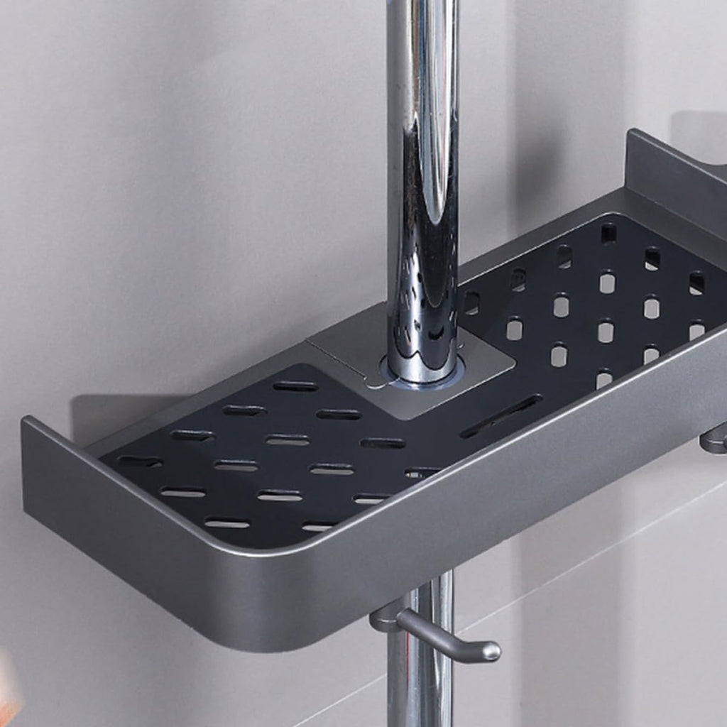 3Pcs Gunmetal Shower nizer with Sliding Drawers Adjustable Shower Pole Storage Shelf for Bathroom Accessories Soap & Sundries Holder Space-Saving Solution