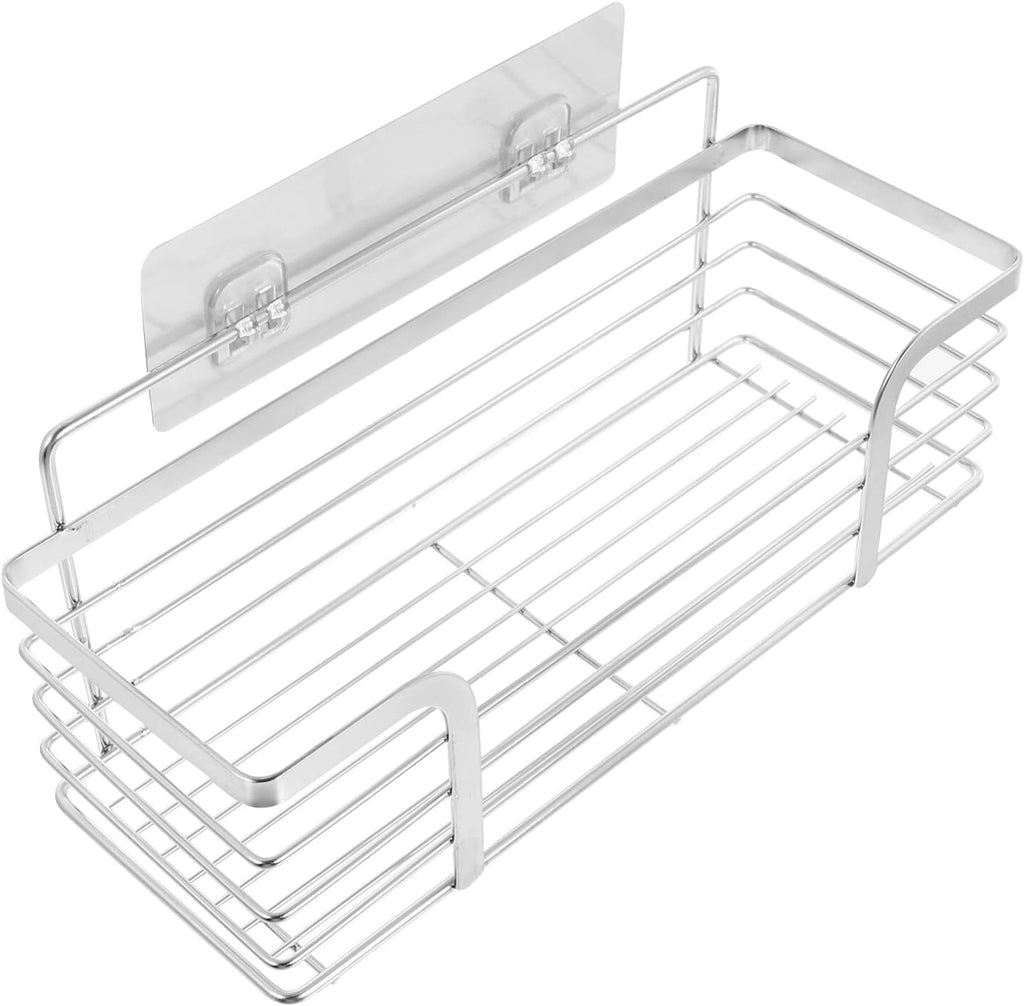 Alipis Wall-mounted Storage Rack in Stainless Steel Non-punch Installation for Kitchen Bathroom Shelves Includes Adhesive Stickers for Easy Placement for Organizing Sundries and Items