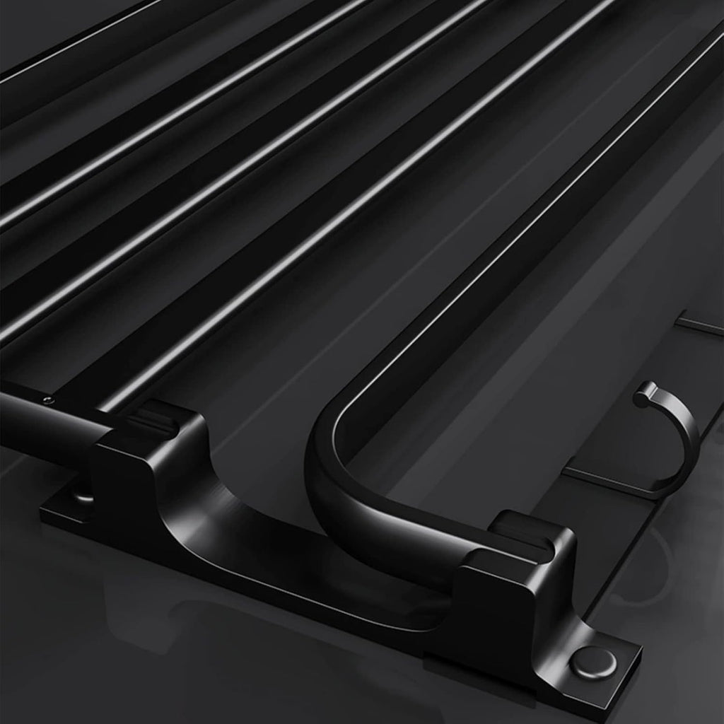 Towel Rack with Towel Bar Holder Towel Rail with 5 Hooks Foldable Towel Shelf Rustproof Towel Storage Wall Mount for Bathroom Lavatory Matte Black 58cm(23inch)
