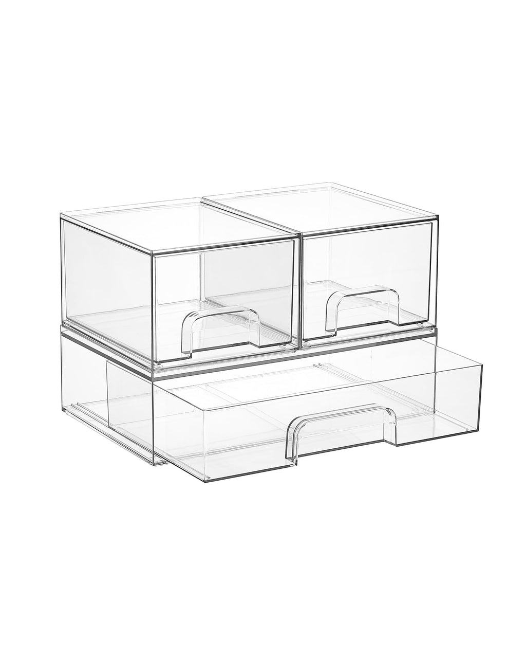 Vtopmart Clear Stackable Storage Drawers Set of 4, Plastic Organizer Bins for Makeup, Cosmetics, Beauty Supplies,Ideal for Vanity, Bathroom,Cabinet,Pantry Organization