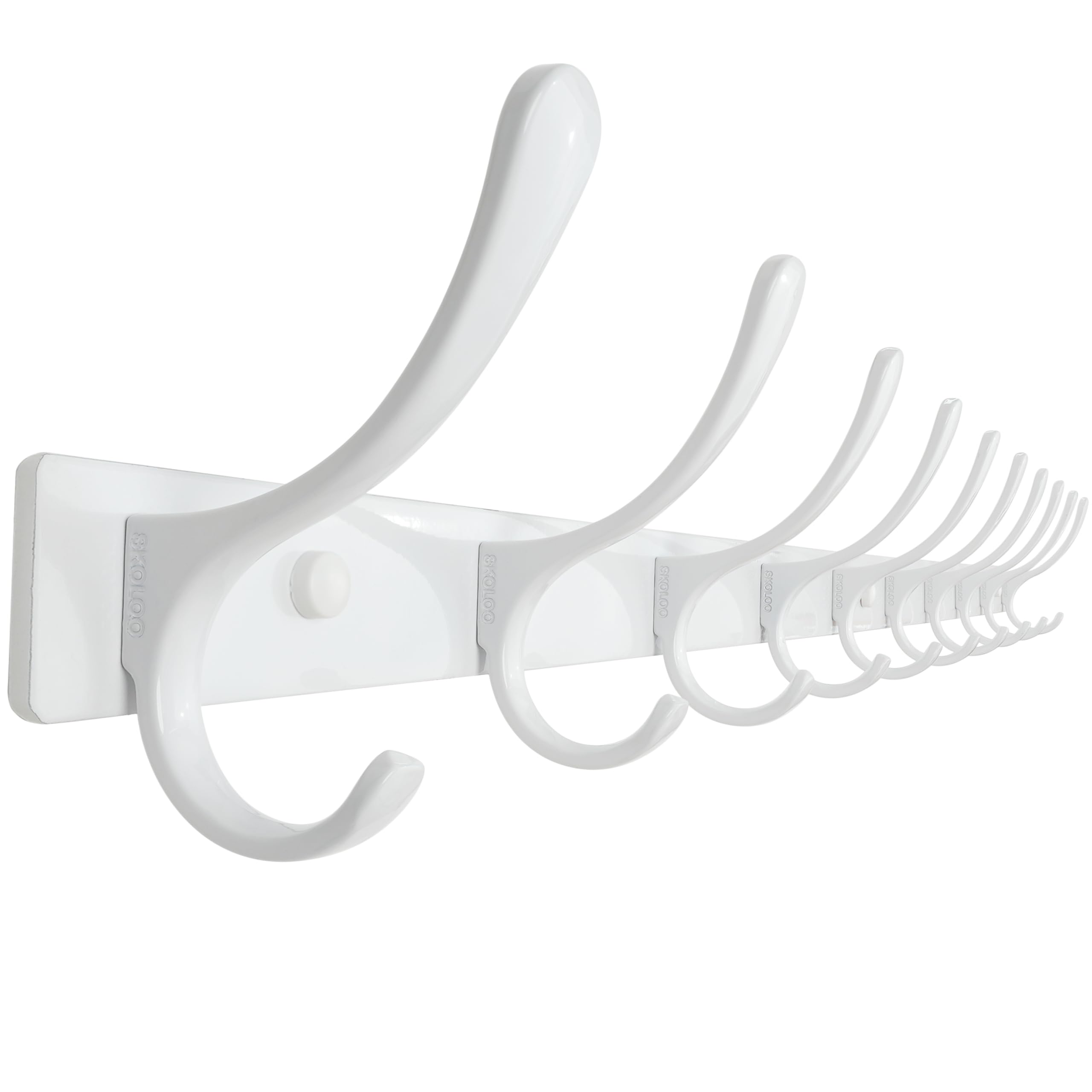 SKOLOO Coat Rack Wall Mounted - 10 Hooks, Heavy Duty, Stainless Steel, Metal Wall Coat Hanger, Sturdy Wall Hooks for Hanging Jacket, Clothes, Hat, Matte Grey