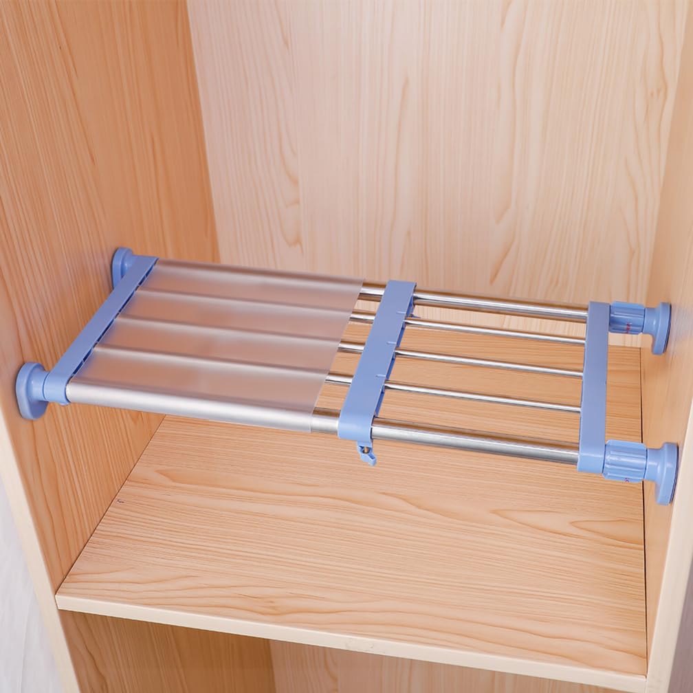 Hershii Adjustable Wardrobe Tension Shelf Divider Heavy Duty Expandable Clothes Hanging Rail Extra Long Cupboard Closet Organizer Garment Storage Rack for Bathroom, Kitchen, Plant Stand, Bookshelf
