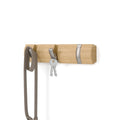 Umbra Flip Wall-Mounted Coat Rack with 5 Hooks – Modern, Space-Saving Storage for Hats, Jackets, Bags, Entryway, Mudroom, Closet, Bathroom, Bedroom – Light Walnut/Gold