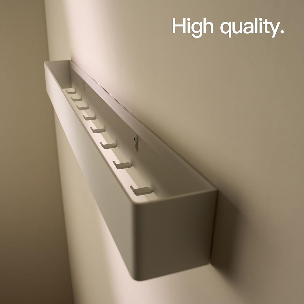 Designfactory Hamburg Coat Hooks Wall Mounted | Metal Clothes Rail | Coat Rack | Coat Hook for Wall | Modern Coat Hanger with Hidden Hooks | 80 cm | Matt White