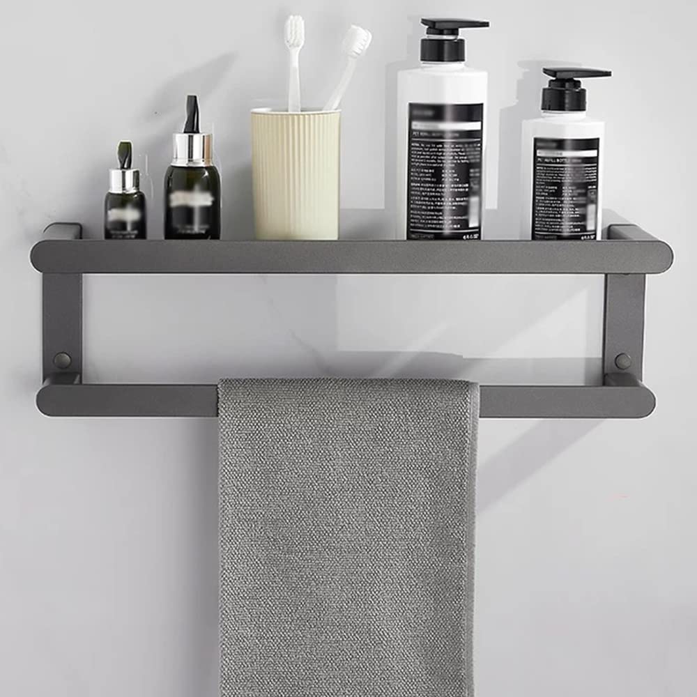 Shower Caddy,Bathroom Shelf Shelves Gunmetal Gray Corner Bathroom Aluminum Metal Towel Rail Rack Rustproof Durable Kitchen Shelf/Double Corner Shelf