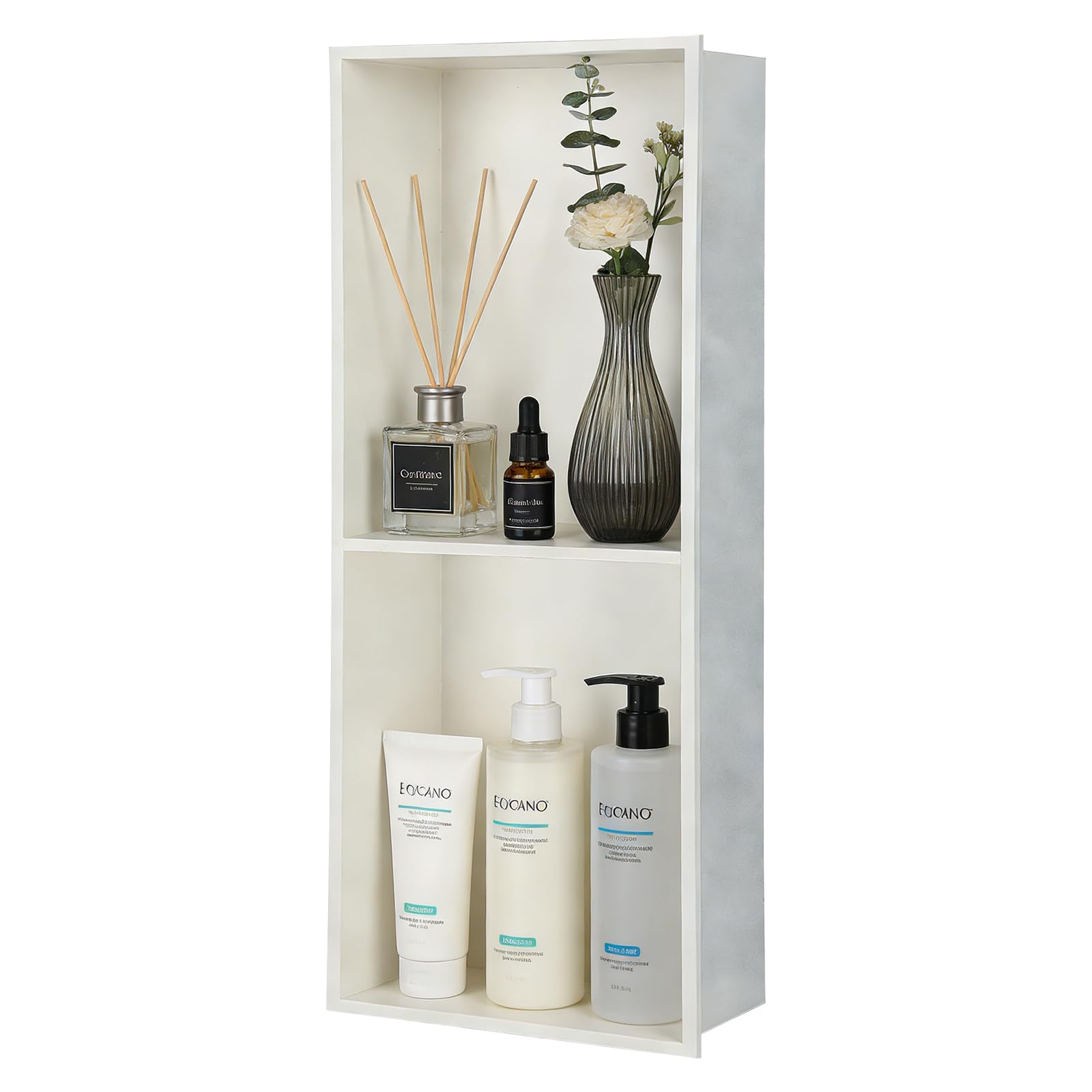 Stainless Steel Shower Niche, 70x26x10cm Recessed Wall Niche No Tile Needed Double Layer Wall Storage Shelf Organizer for Bathroom Kitchen Living Room