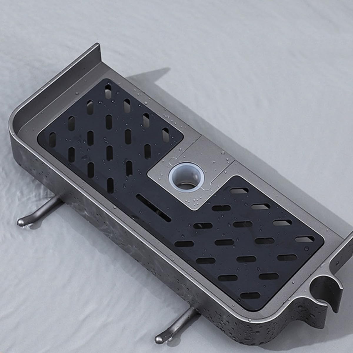 3Pcs Gunmetal Shower nizer with Sliding Drawers Adjustable Shower Pole Storage Shelf for Bathroom Accessories Soap & Sundries Holder Space-Saving Solution