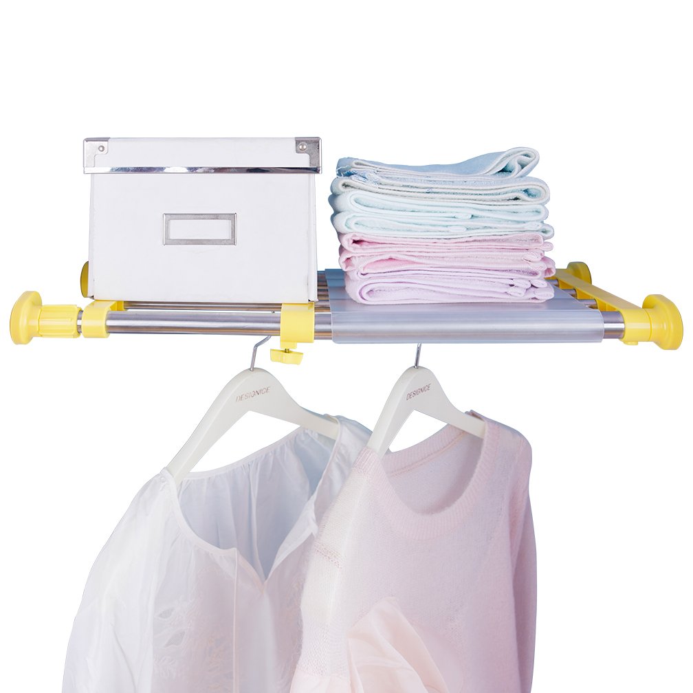 Hershii Adjustable Wardrobe Tension Shelf Divider Heavy Duty Expandable Clothes Hanging Rail Extra Long Cupboard Closet Organizer Garment Storage Rack for Bathroom, Kitchen, Plant Stand, Bookshelf