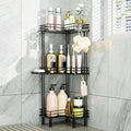 Consumest Corner Shower Caddy Standing - 3-Tier Stainless Steel Shower Organizer with Soap Holder and 4 Hooks, Large Capacity Corner Shelf Stand for Bathroom, Rest Room, Silver
