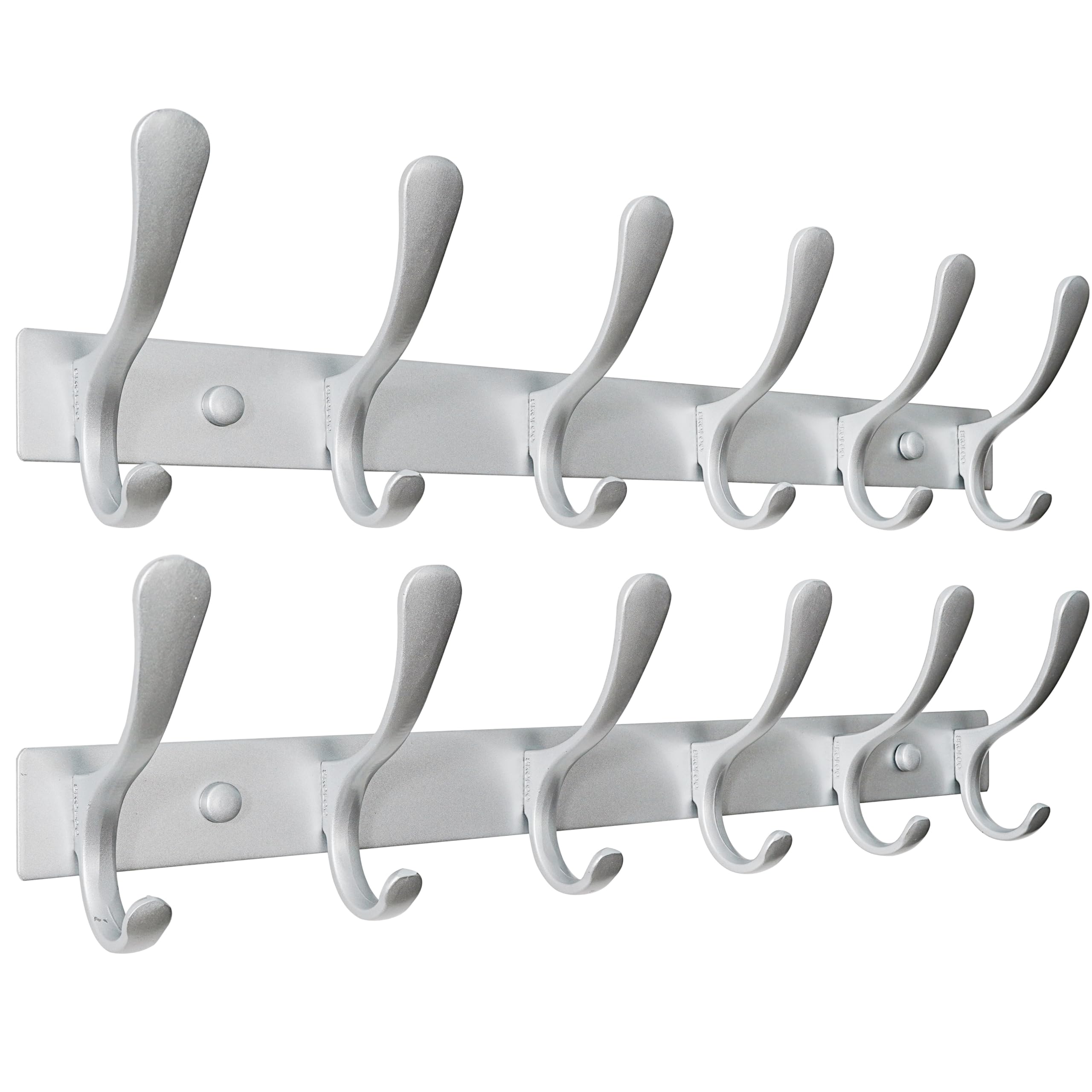 SKOLOO Coat Rack Wall Mounted - 10 Hooks, Heavy Duty, Stainless Steel, Metal Wall Coat Hanger, Sturdy Wall Hooks for Hanging Jacket, Clothes, Hat, Matte Grey