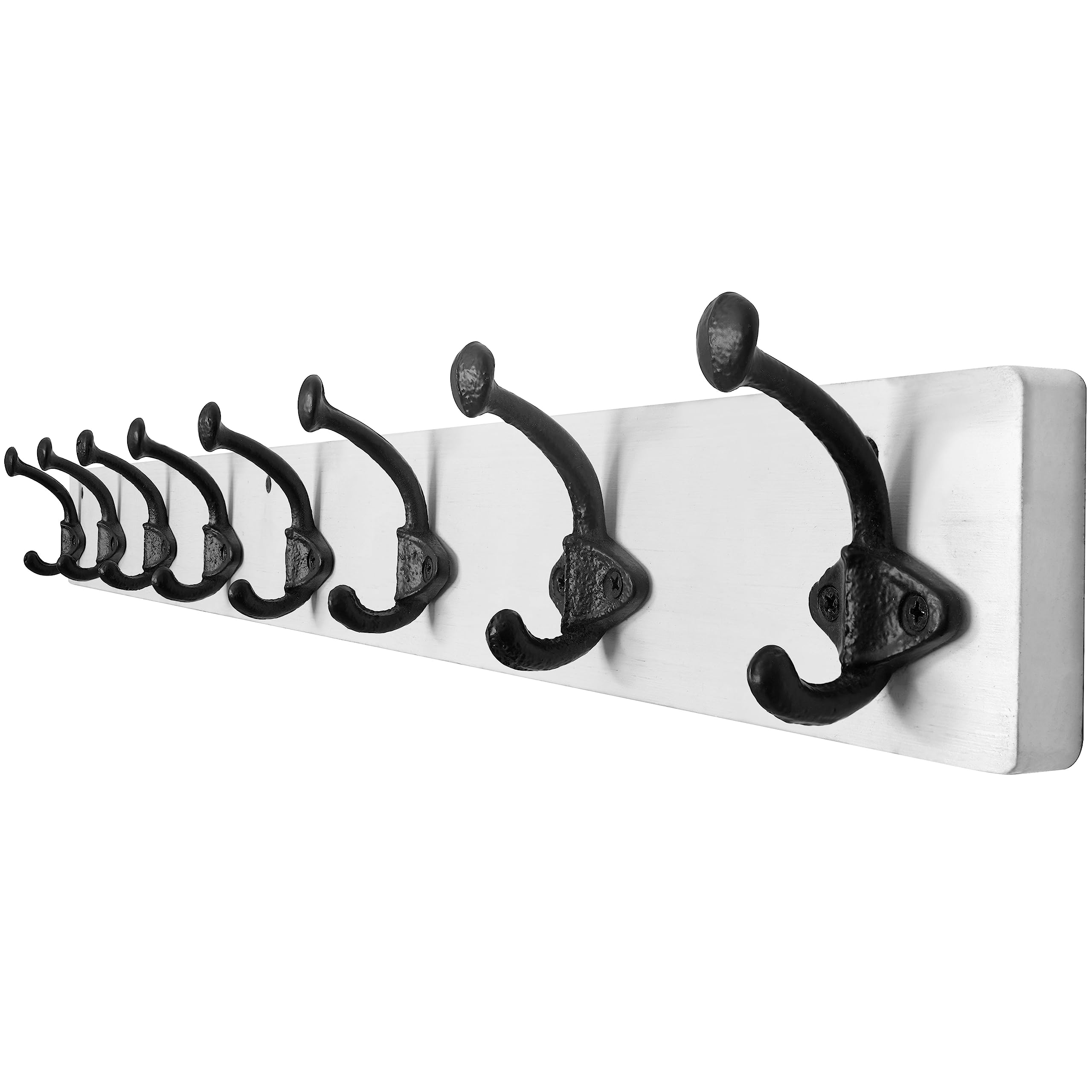 WEBI Rustic Coat Hooks Wall Mounted,5 Cast Iron Hooks,Coat Rack Wall Mounted Coat Hanger for Hanging Jacket,Clothes,White