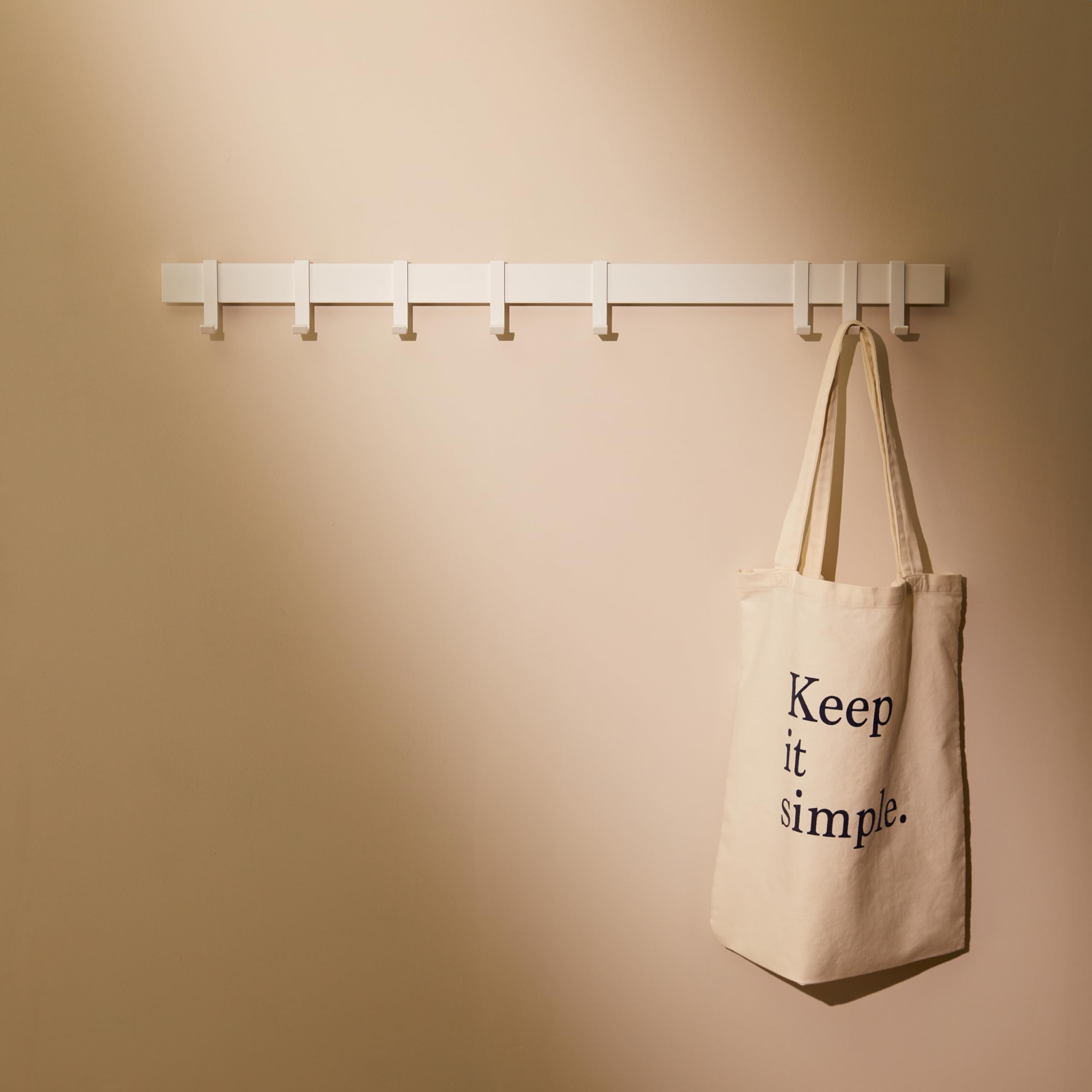 80cm Matt Black Wall Coat Rack, Metal Rail with Slidable Hooks