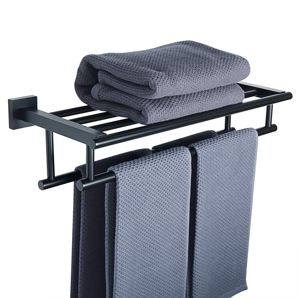 Sayayo Towel Rail Wall Mounted Chrome Bathroom Towel Shelf 16-Inch Towel Holder, SUS304 Stainless Steel Towel Rack, EGZ8040-C