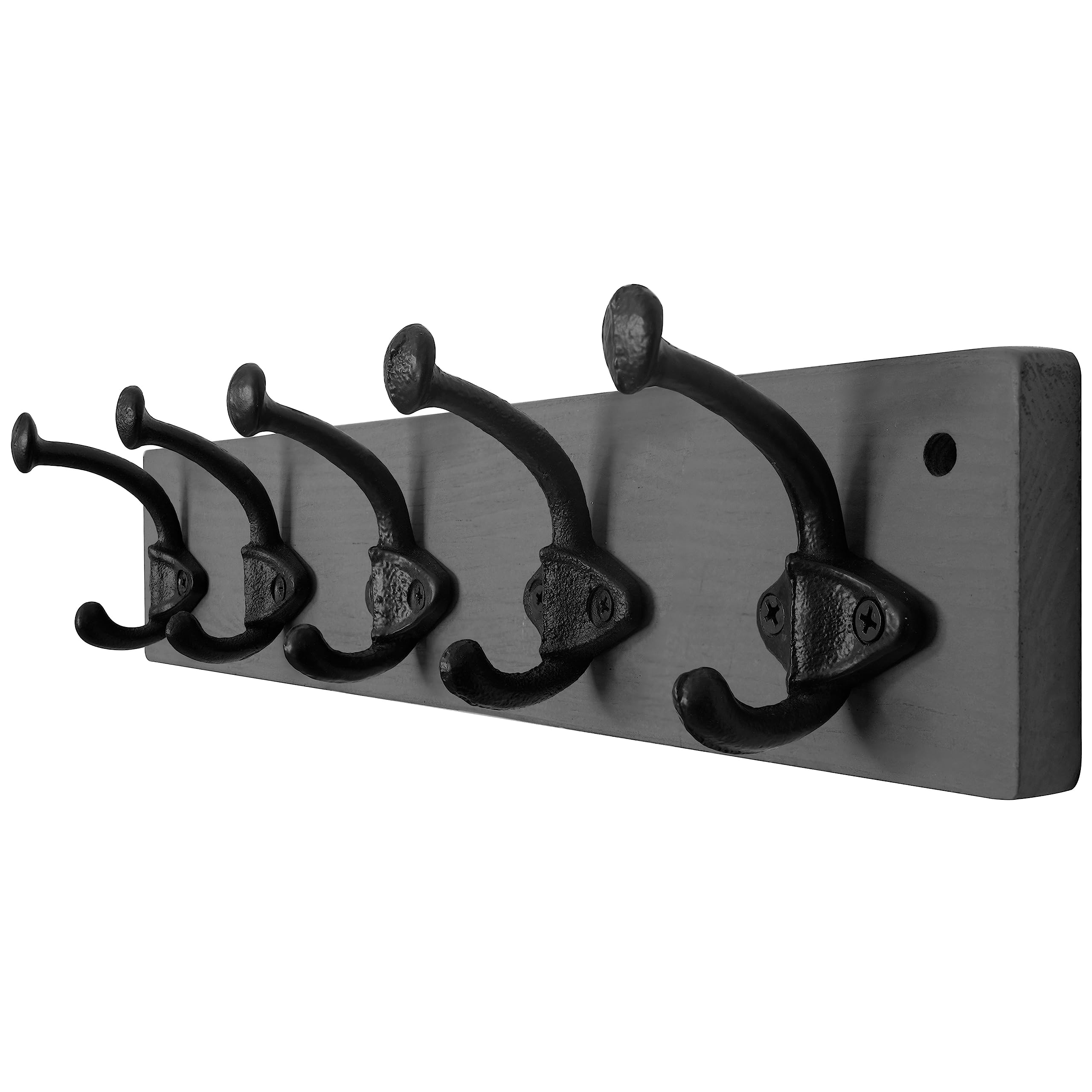 WEBI Rustic Coat Hooks Wall Mounted,5 Cast Iron Hooks,Coat Rack Wall Mounted Coat Hanger for Hanging Jacket,Clothes,White