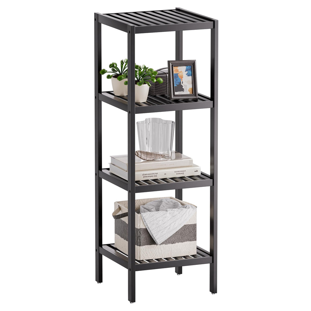 SMIBUY Bathroom Storage Shelf, 5-Tier Bamboo Rack Organizer, Multifunctional Shelving Unit for Living Room Bedroom Kitchen (Natural)