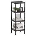 SMIBUY Bathroom Storage Shelf, 5-Tier Bamboo Rack Organizer, Multifunctional Shelving Unit for Living Room Bedroom Kitchen (White)