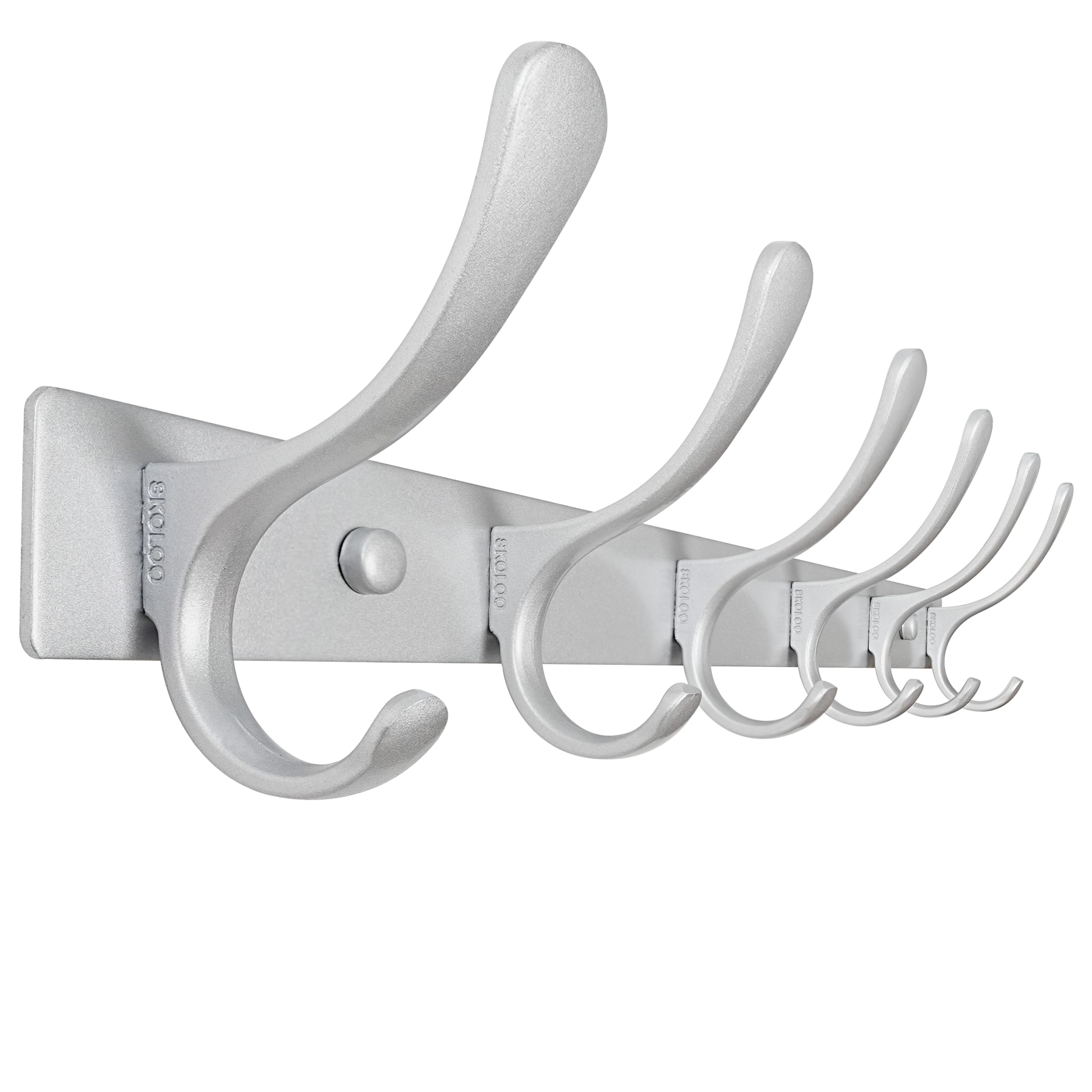 SKOLOO Coat Rack Wall Mounted - 10 Hooks, Heavy Duty, Stainless Steel, Metal Wall Coat Hanger, Sturdy Wall Hooks for Hanging Jacket, Clothes, Hat, Matte Grey
