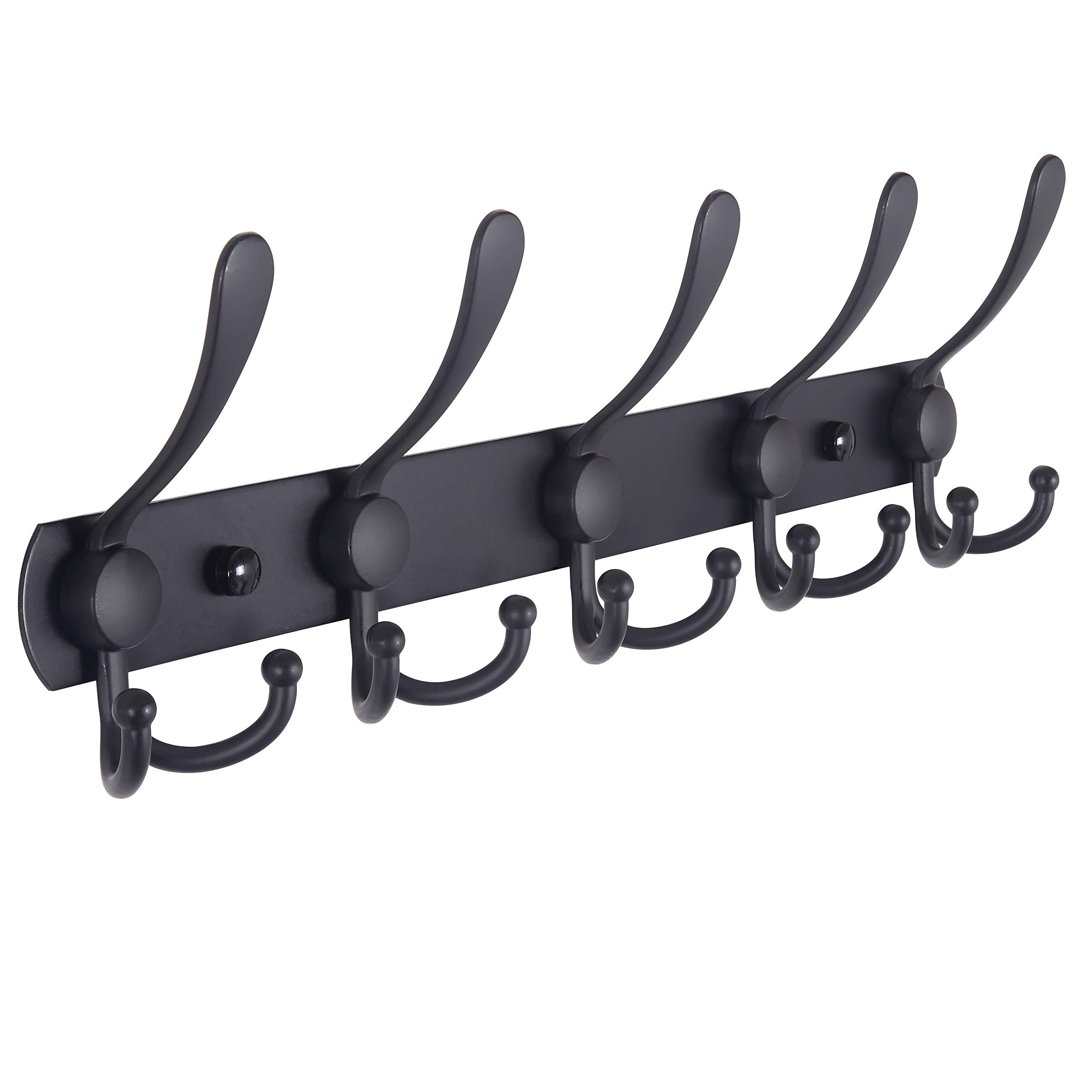 Dseap Coat Rack Wall Mount - 74cm Long 8-Tri-Hooks, Heavy Duty, Stainless Steel, Metal Coat Hanger Rail Wall Hooks for Coats Hats Clothing Clothes Purse Mudroom Entryway, Black