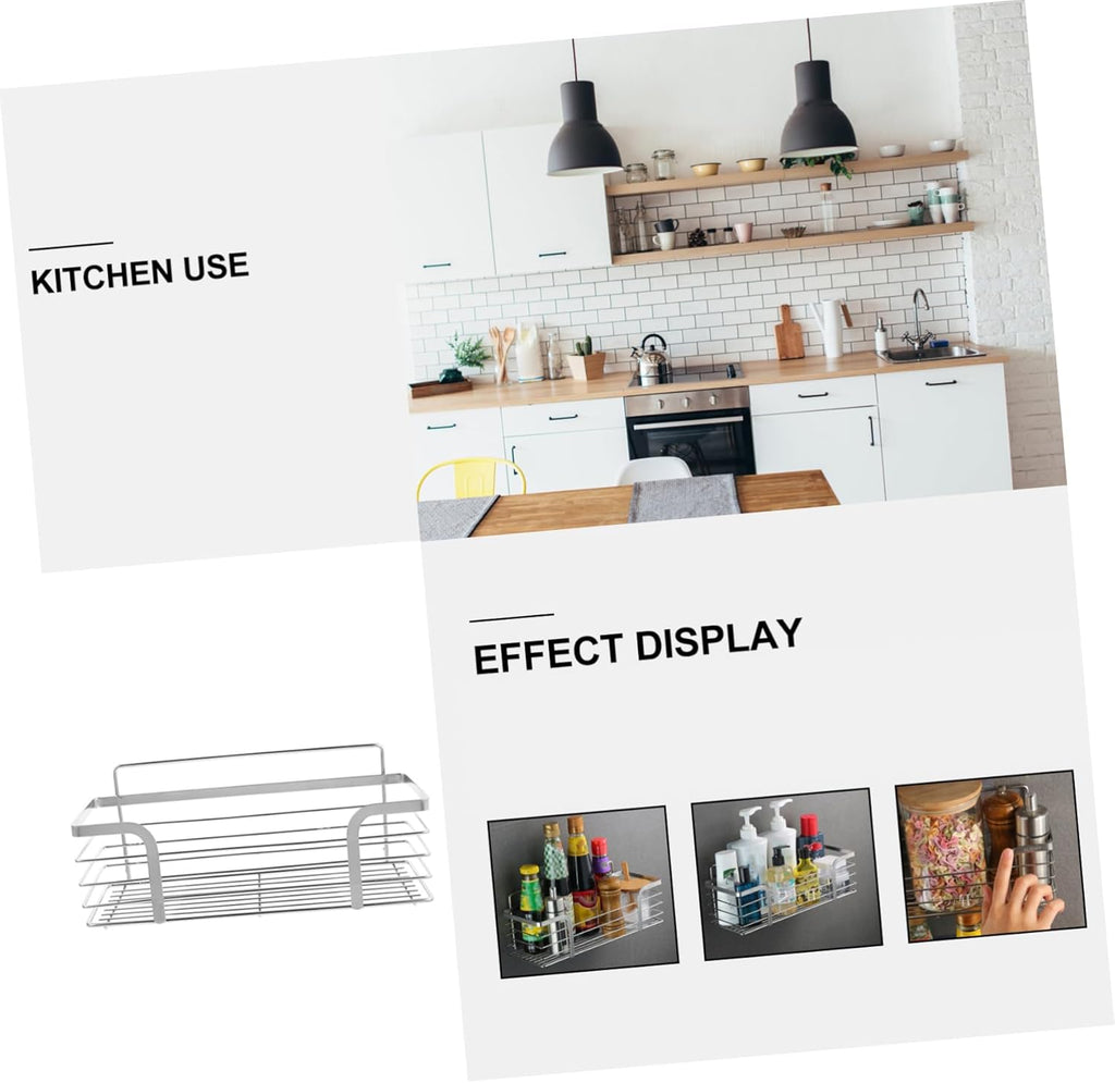 Alipis Wall-mounted Storage Rack in Stainless Steel Non-punch Installation for Kitchen Bathroom Shelves Includes Adhesive Stickers for Easy Placement for Organizing Sundries and Items