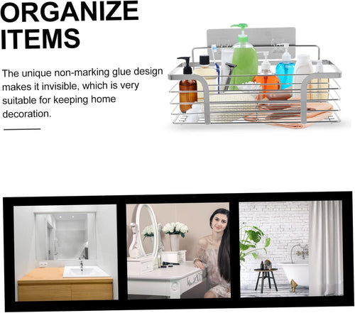 Alipis Wall-mounted Storage Rack in Stainless Steel Non-punch Installation for Kitchen Bathroom Shelves Includes Adhesive Stickers for Easy Placement for Organizing Sundries and Items