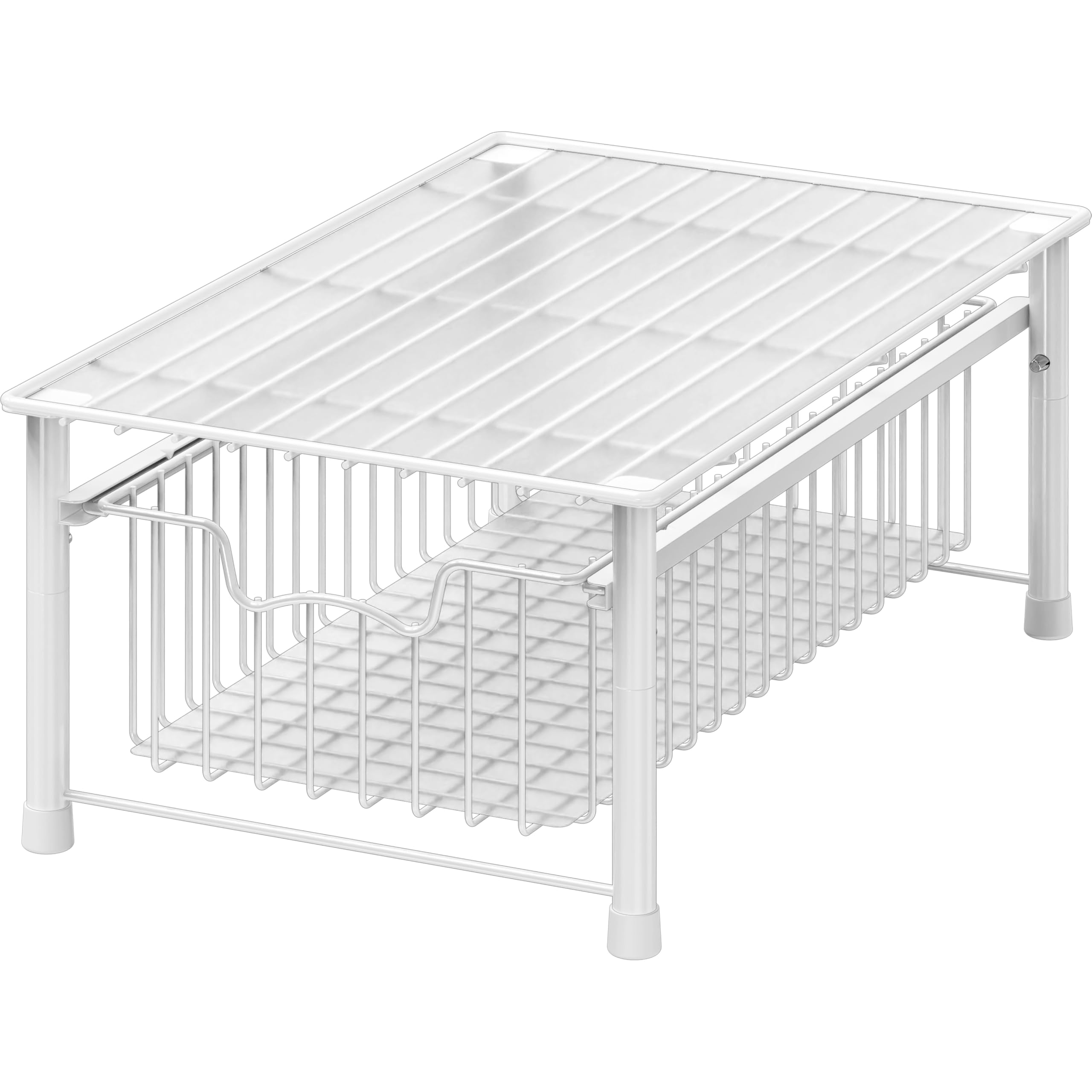 Simple Houseware Stackable 3 Tier Sliding Basket Organizer Drawer, White