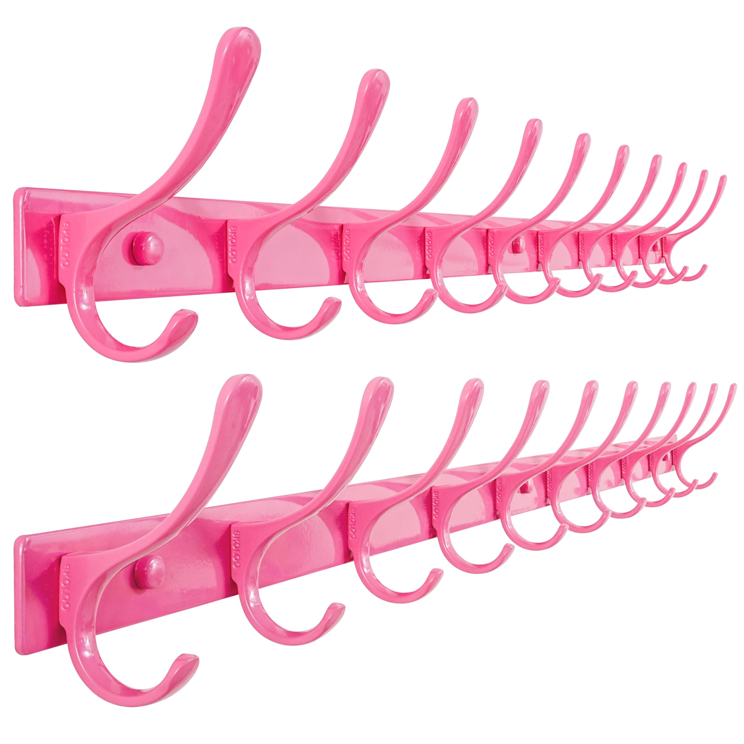 SKOLOO Coat Rack Wall Mounted - 10 Hooks, Heavy Duty, Stainless Steel, Metal Wall Coat Hanger, Sturdy Wall Hooks for Hanging Jacket, Clothes, Hat, Matte Grey