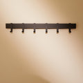 80cm Matt Black Wall Coat Rack, Metal Rail with Slidable Hooks