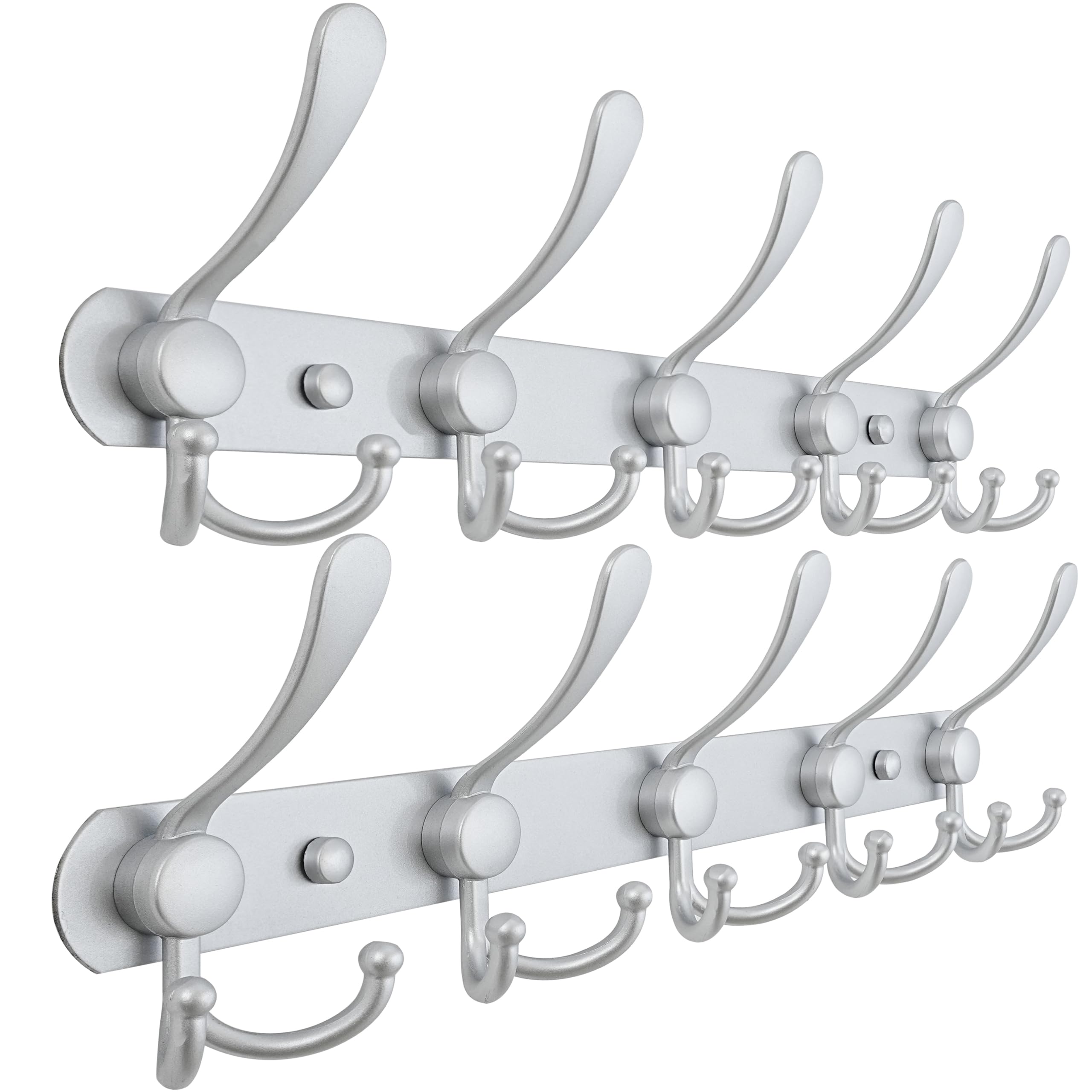 Dseap Coat Rack Wall Mount - 74cm Long 8-Tri-Hooks, Heavy Duty, Stainless Steel, Metal Coat Hanger Rail Wall Hooks for Coats Hats Clothing Clothes Purse Mudroom Entryway, Black