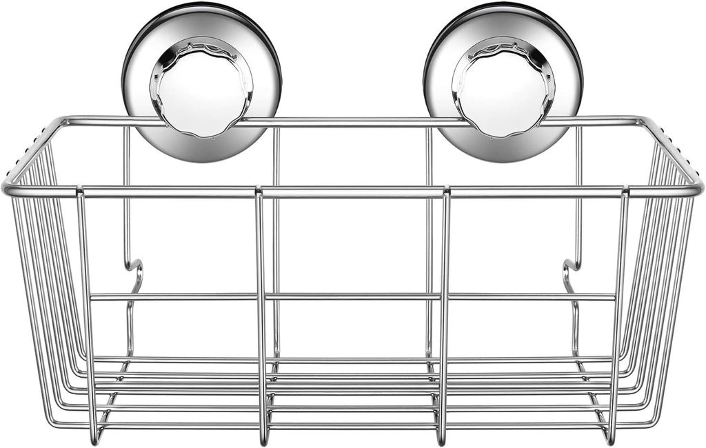 iPEGTOP Suction Cup Deep Shower Caddy Bath Wall Shelf for Large Shampoo Shower Gel Holder Bathroom Storage - Rustproof Stainless Steel, 2 Pack