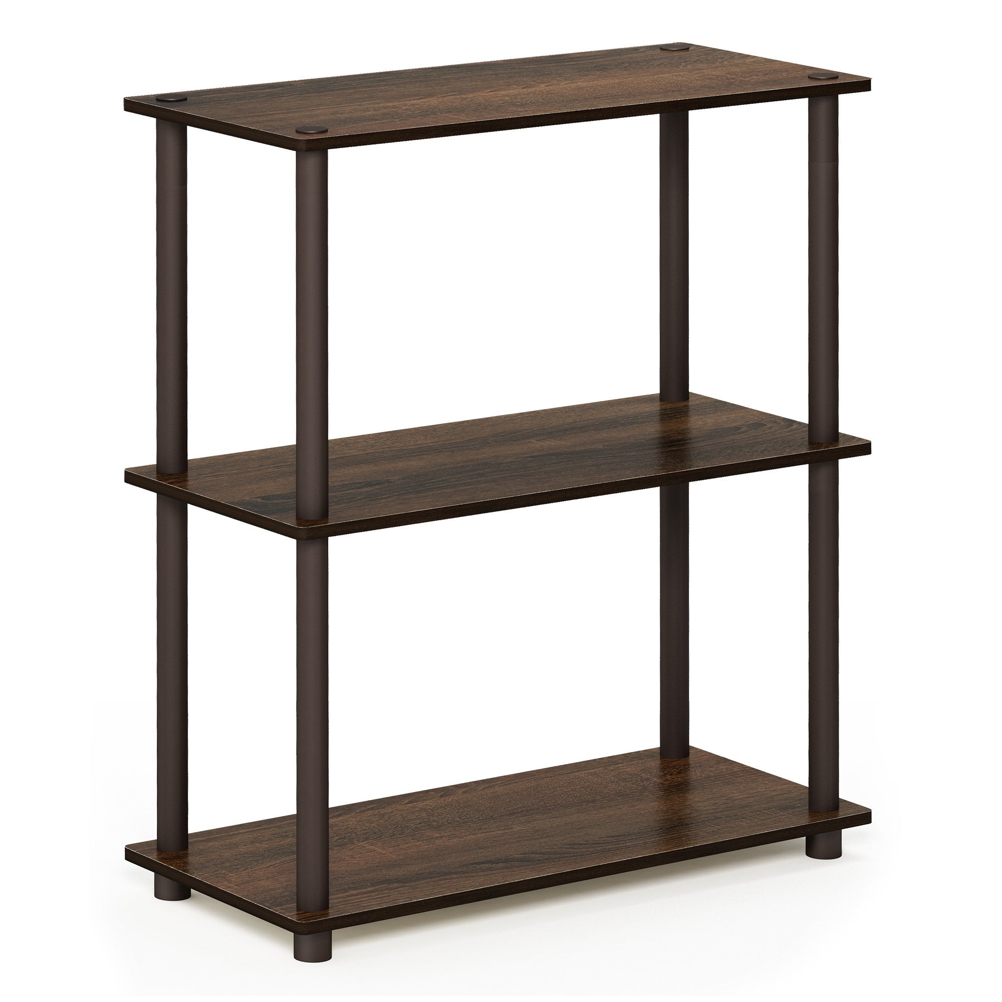 Furinno TURN-N-TUBE Storage Shelves, 3-Tier Book Shelf, Corner Shelf, Toolless Open Shelves, for Organization and Storage, Living Room, Garage, Home Office, Beech