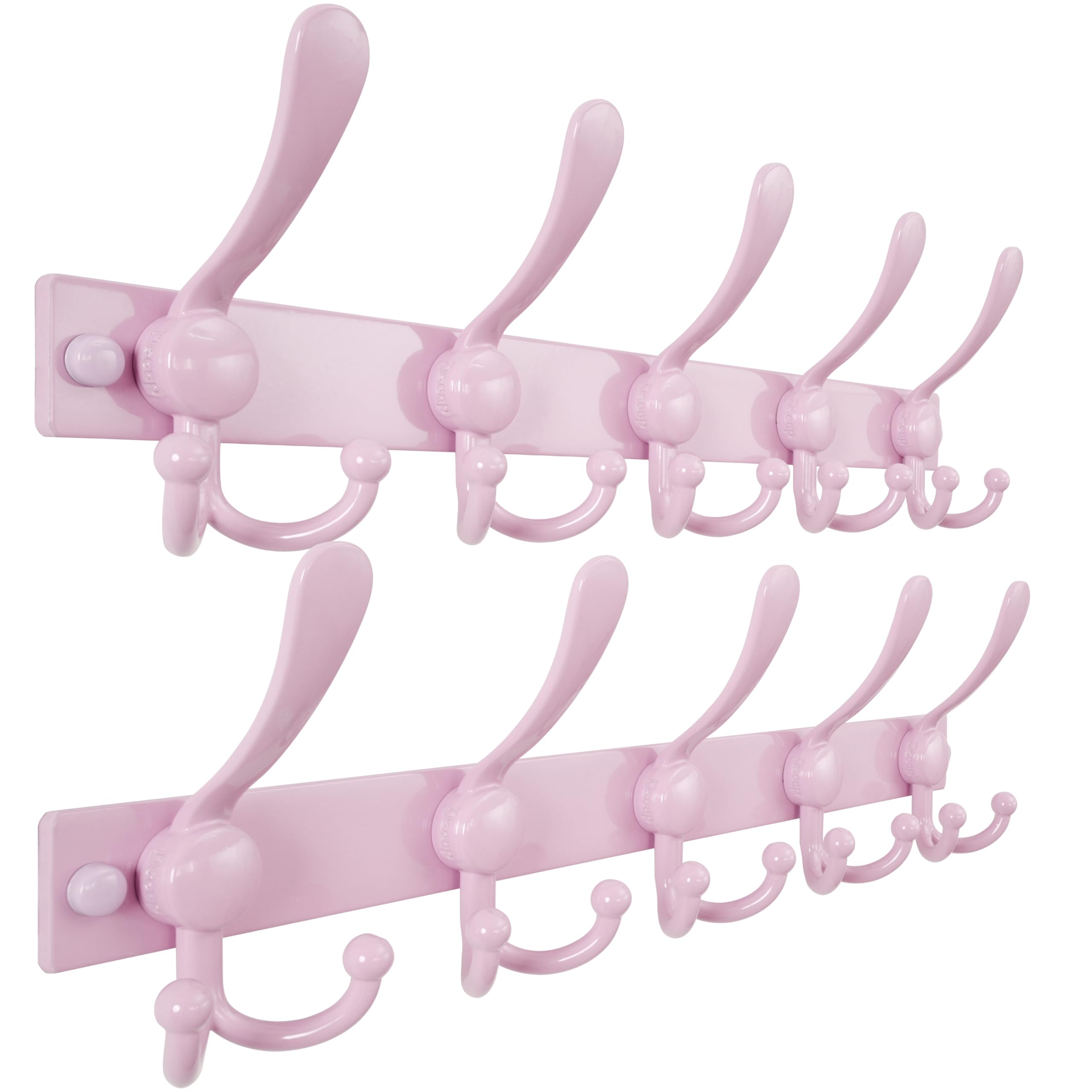 Dseap Coat Rack Wall Mount 2.0 Pro: Heavy Duty 300% Thicker, Stainless Steel Wall Coat Hooks Hanger for Clothes Jackets Hats Entryway Closet, MaxStrong Series, White, Pack of 2