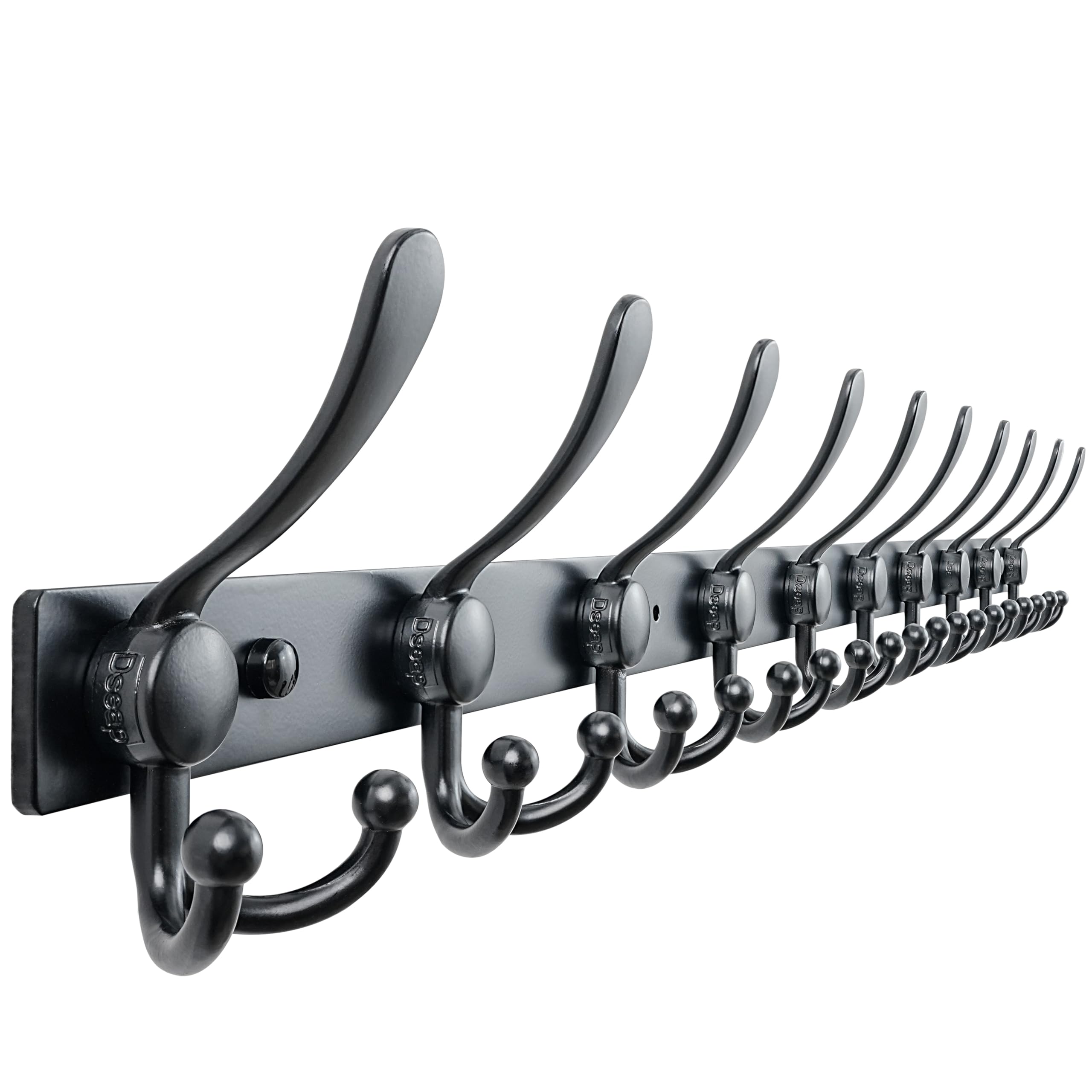 Dseap Coat Rack Wall Mount 2.0 Pro: Heavy Duty 300% Thicker, Stainless Steel Wall Coat Hooks Hanger for Clothes Jackets Hats Entryway Closet, MaxStrong Series, White, Pack of 2